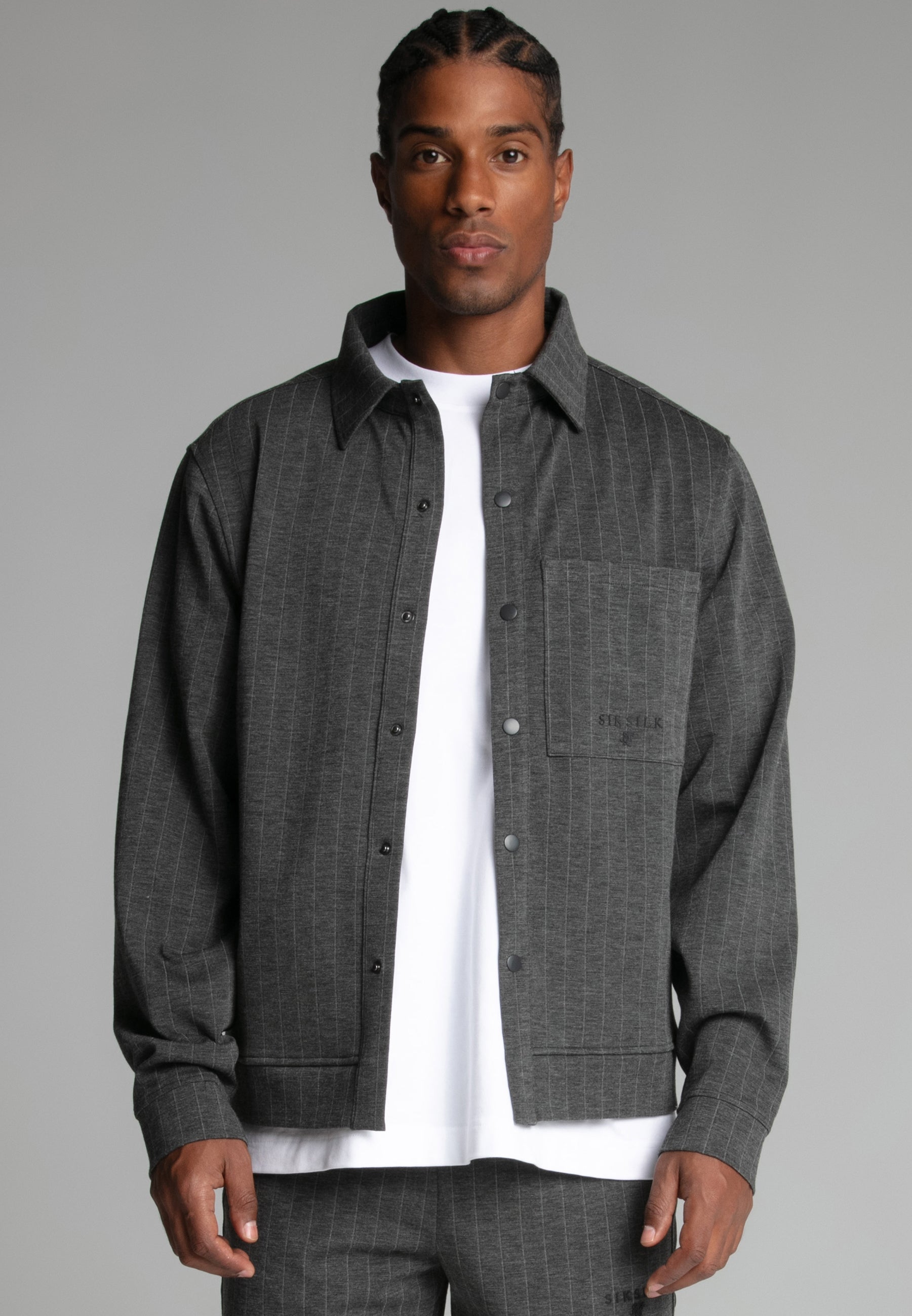 Pinstripe Jacket in Grey Jackets SikSilk