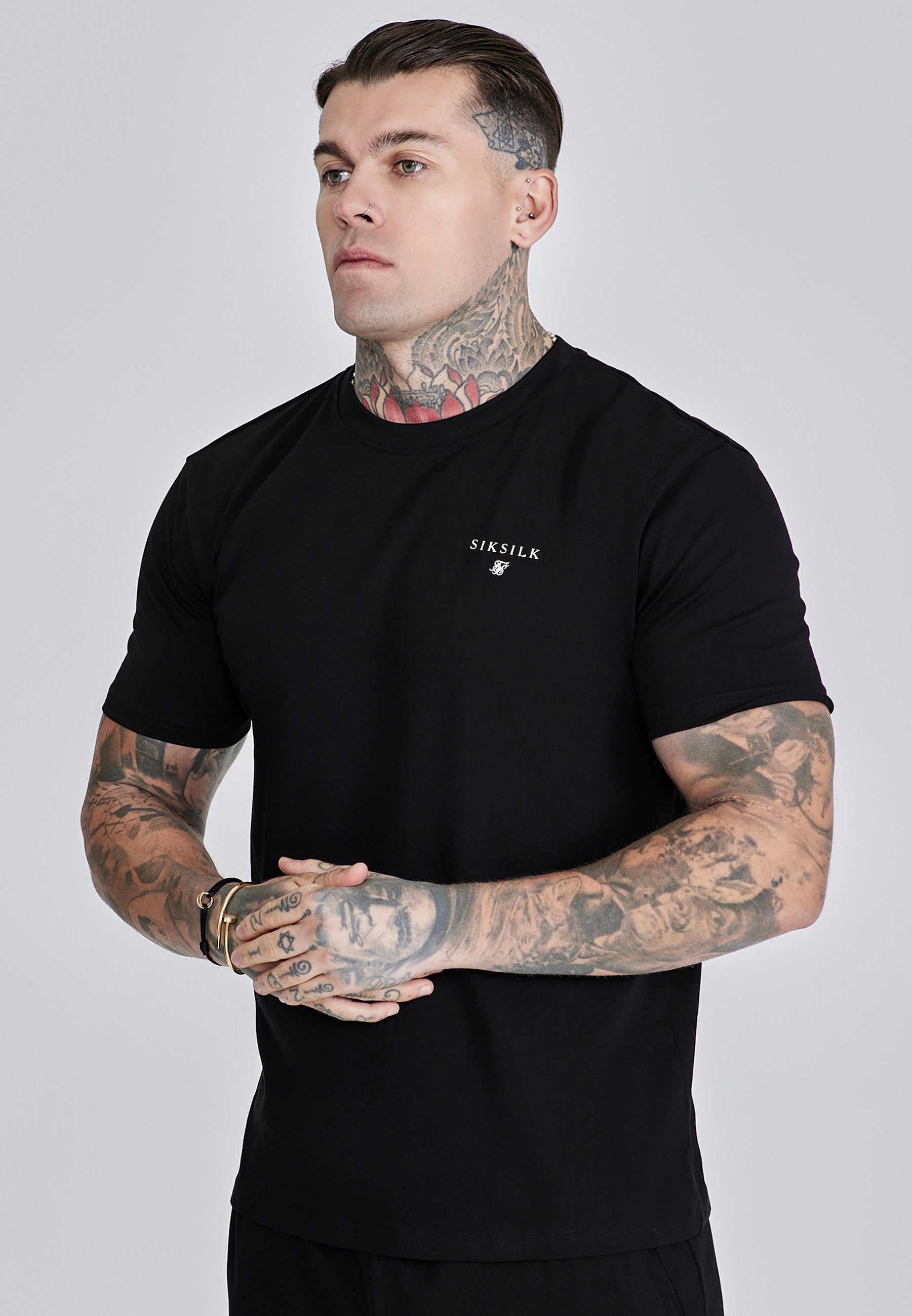 T-Shirt and Shorts Set in Black Sets SikSilk