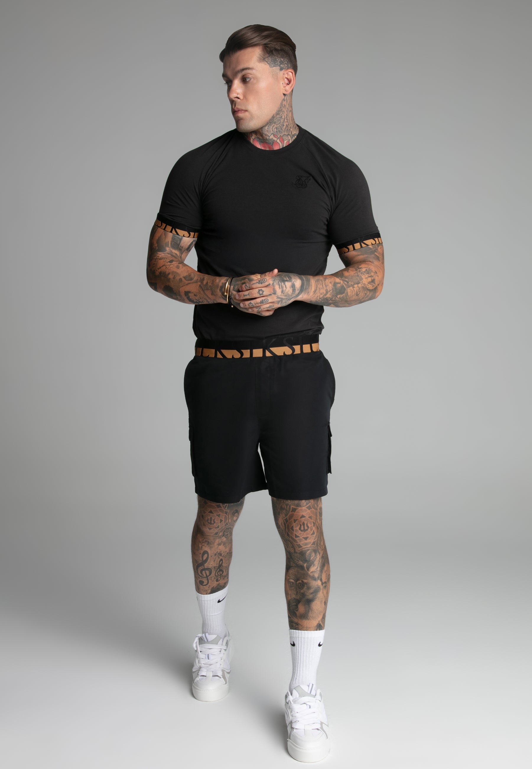 Cargo Swim Short in Black Swimming Trunks SikSilk