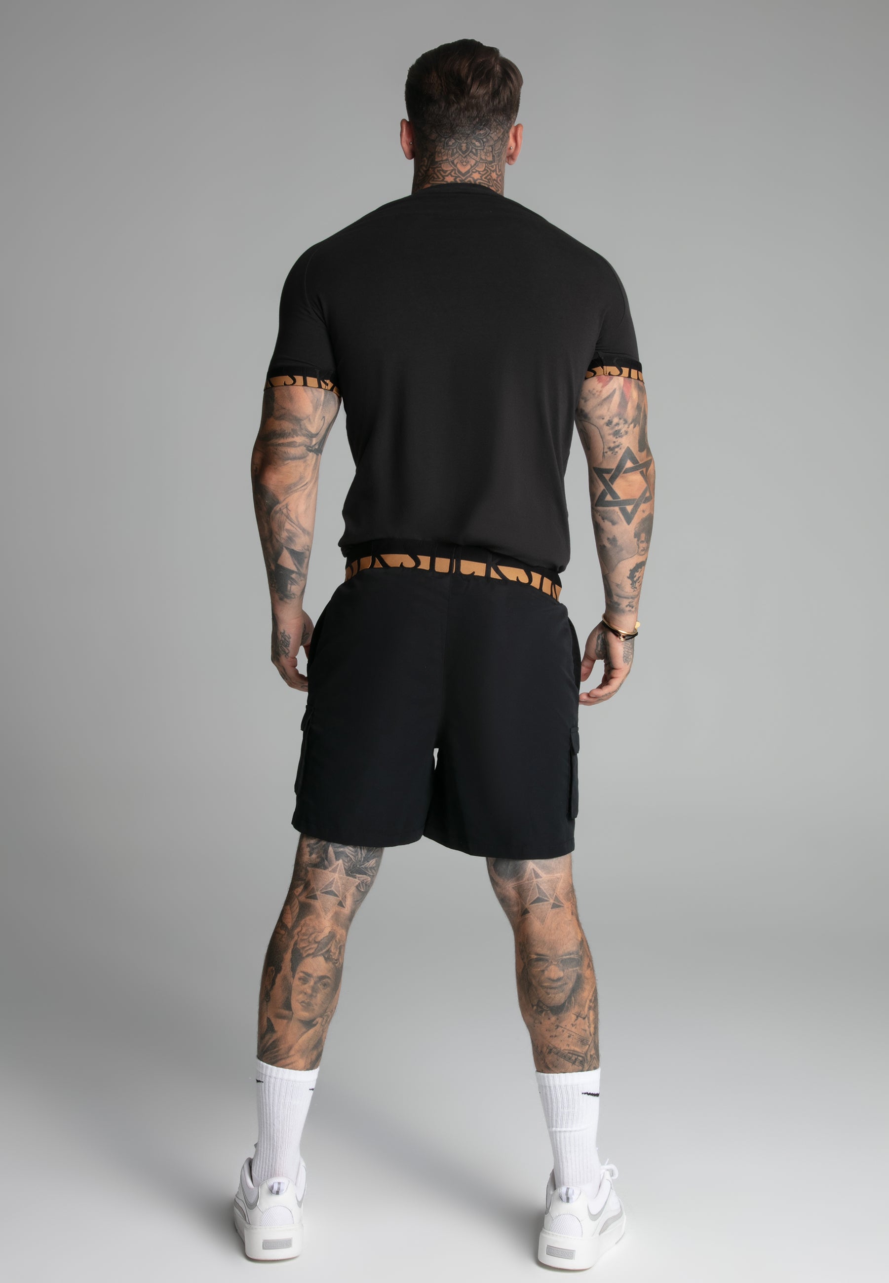 Cargo Swim Short in Black Swimming Trunks SikSilk