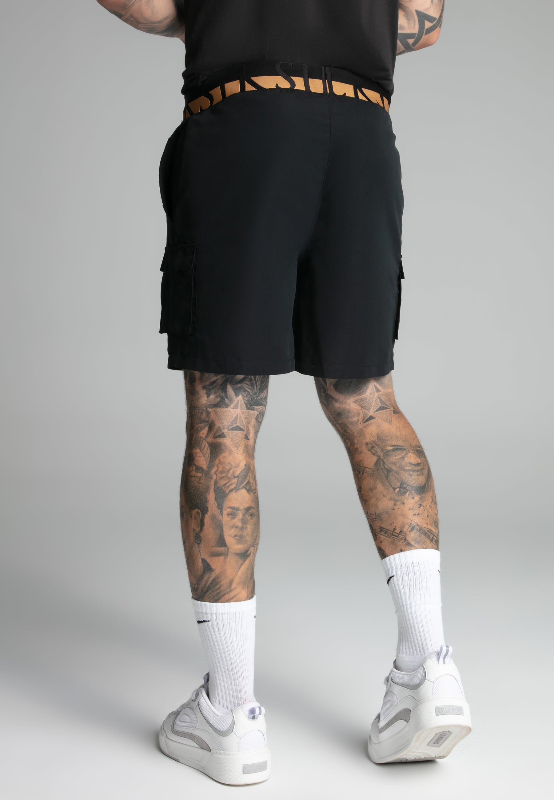 Cargo Swim Short in Black Swimming Trunks SikSilk