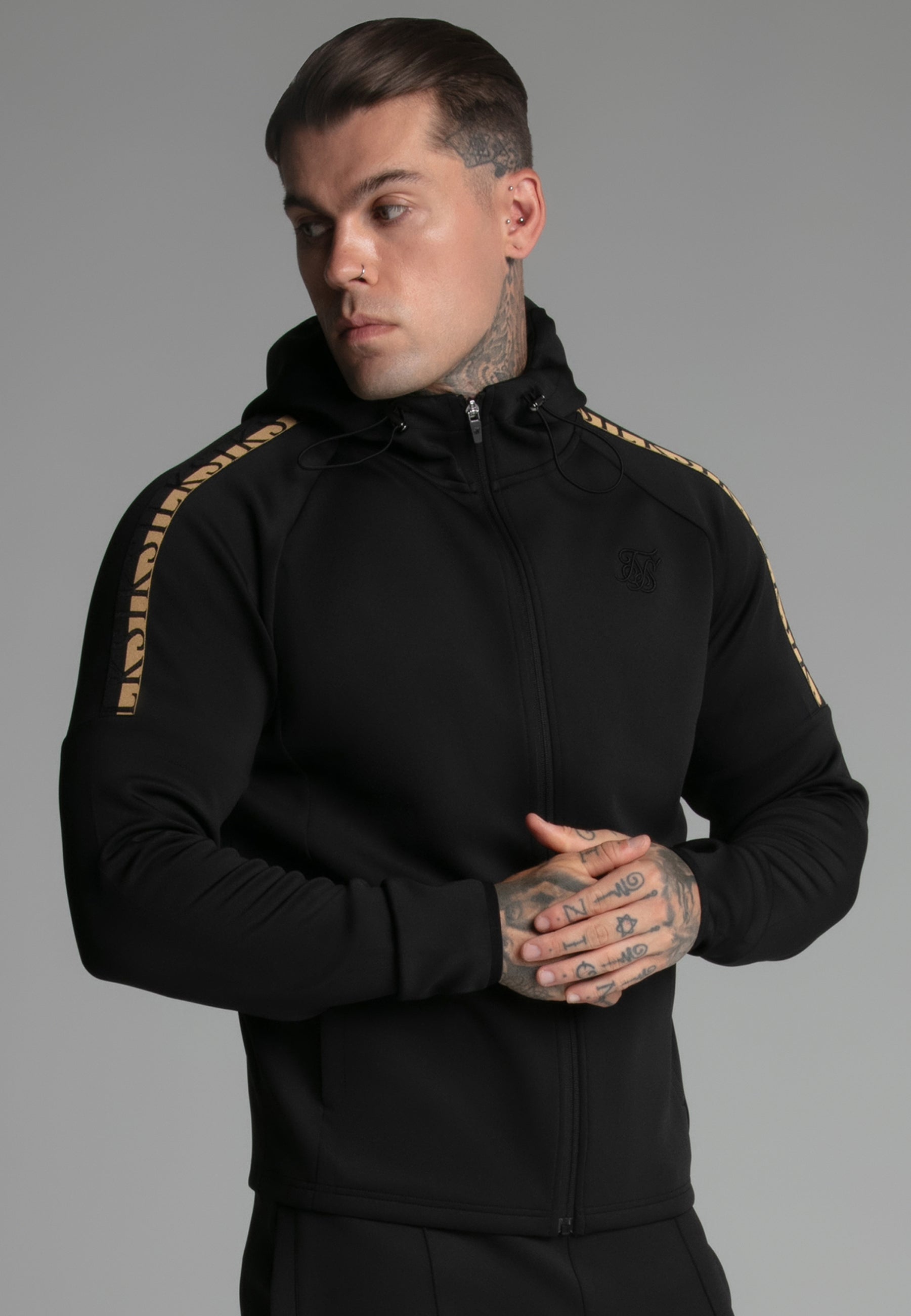 Full zip hoodie in black Sweat jackets SikSilk