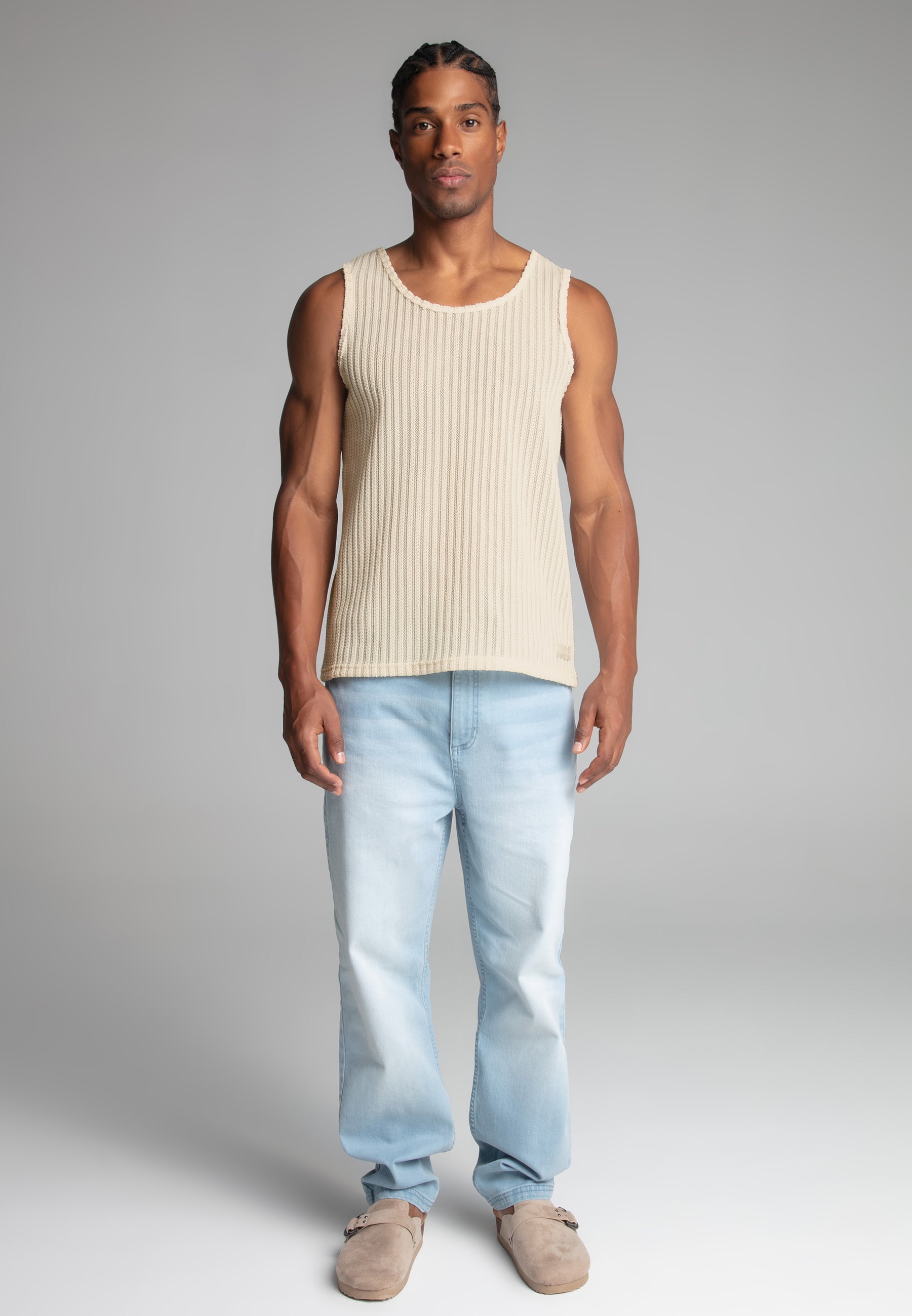 Textured Vest in Ecru T-Shirts SikSilk