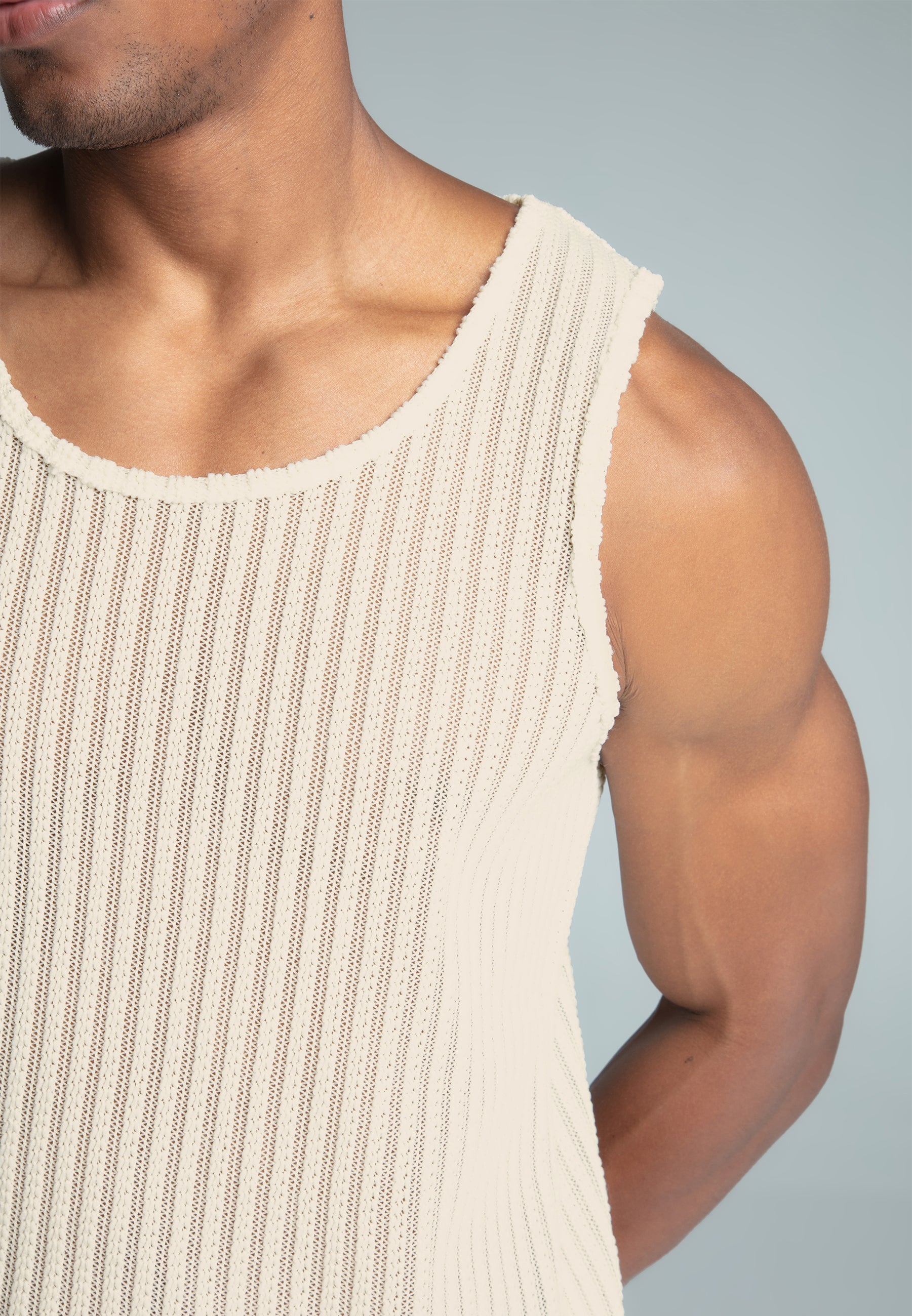 Textured Vest in Ecru T-Shirts SikSilk