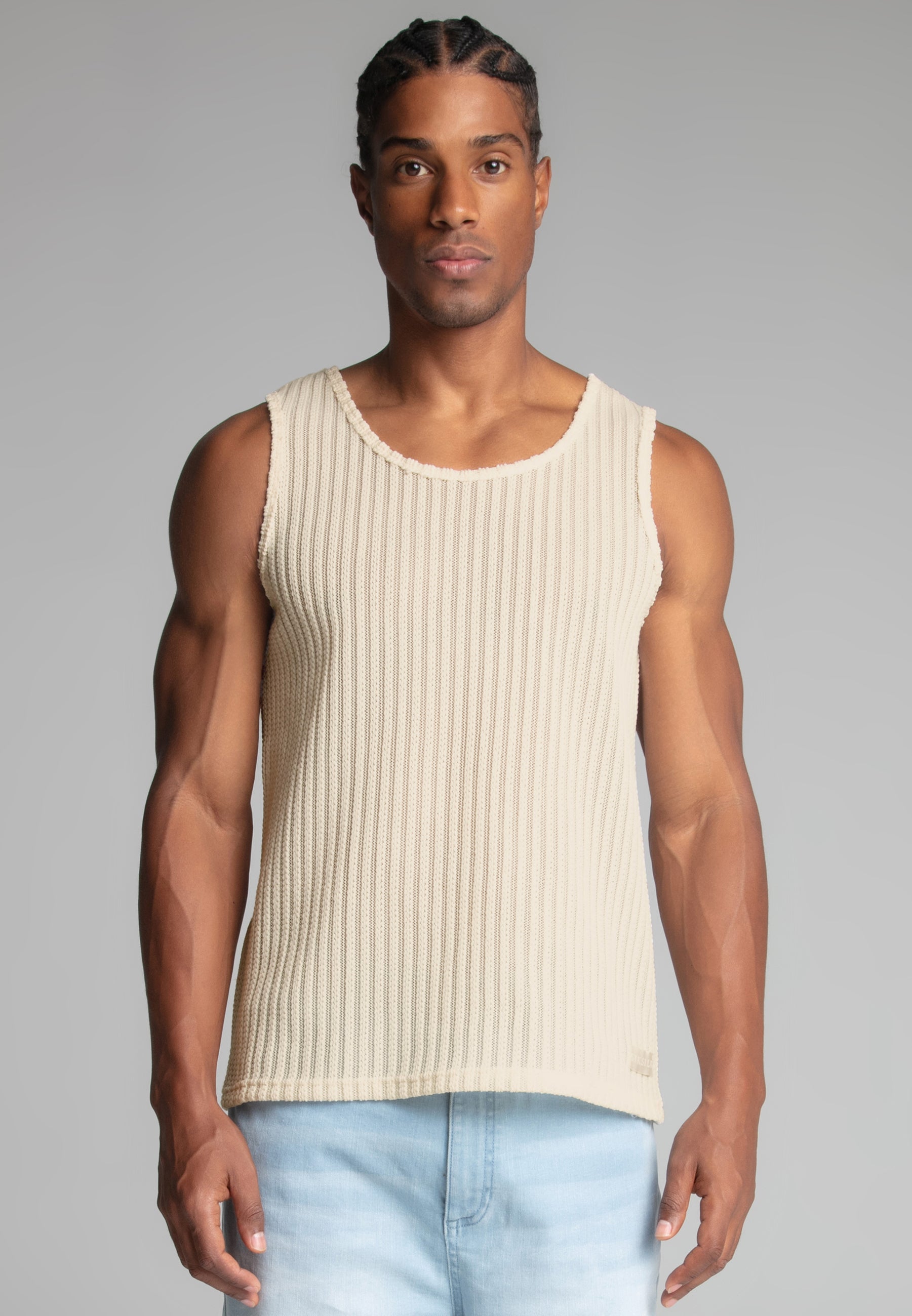 Textured Vest in Ecru T-Shirts SikSilk