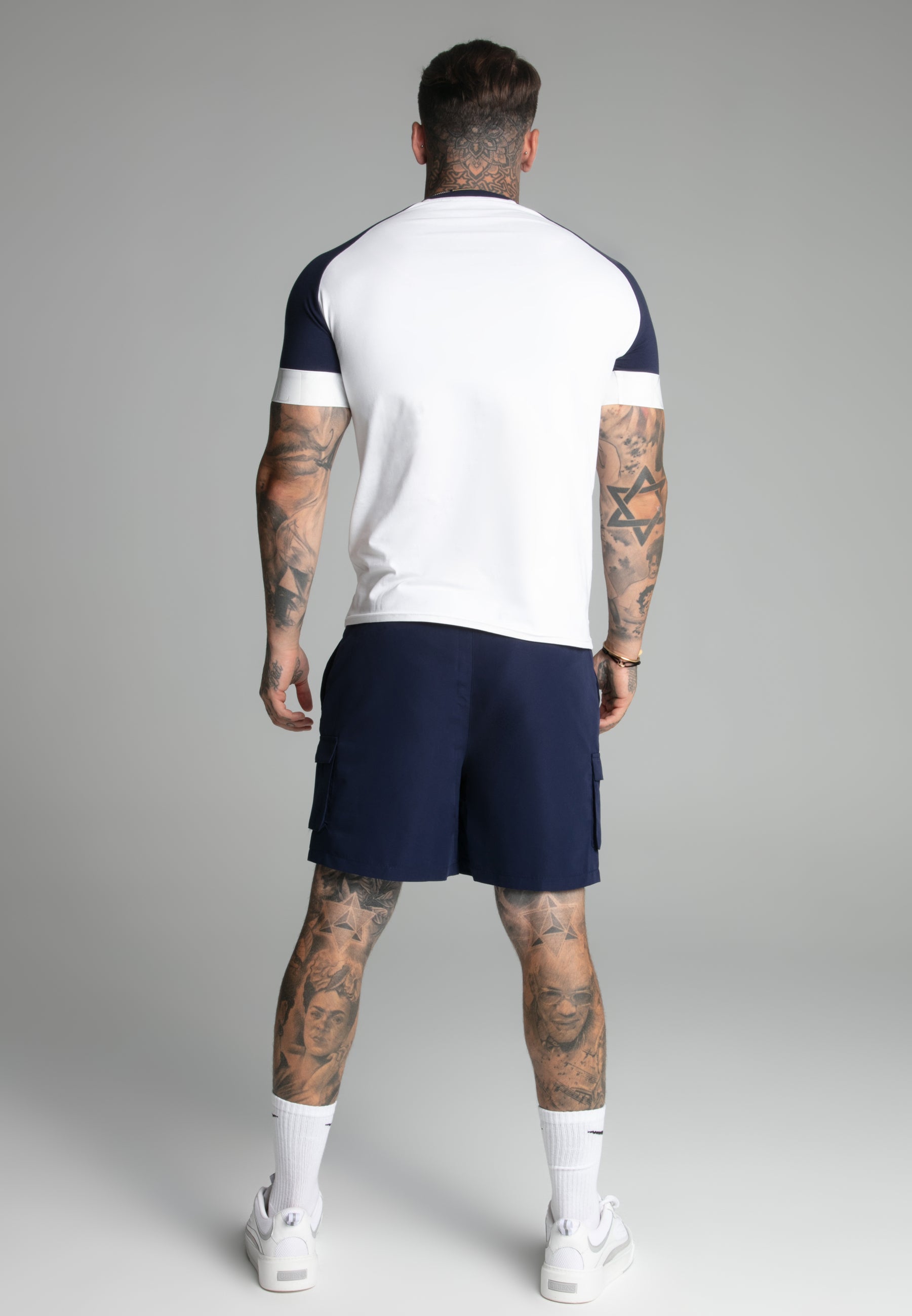 Tech T-Shirt in White, Navy T-Shirts SikSilk