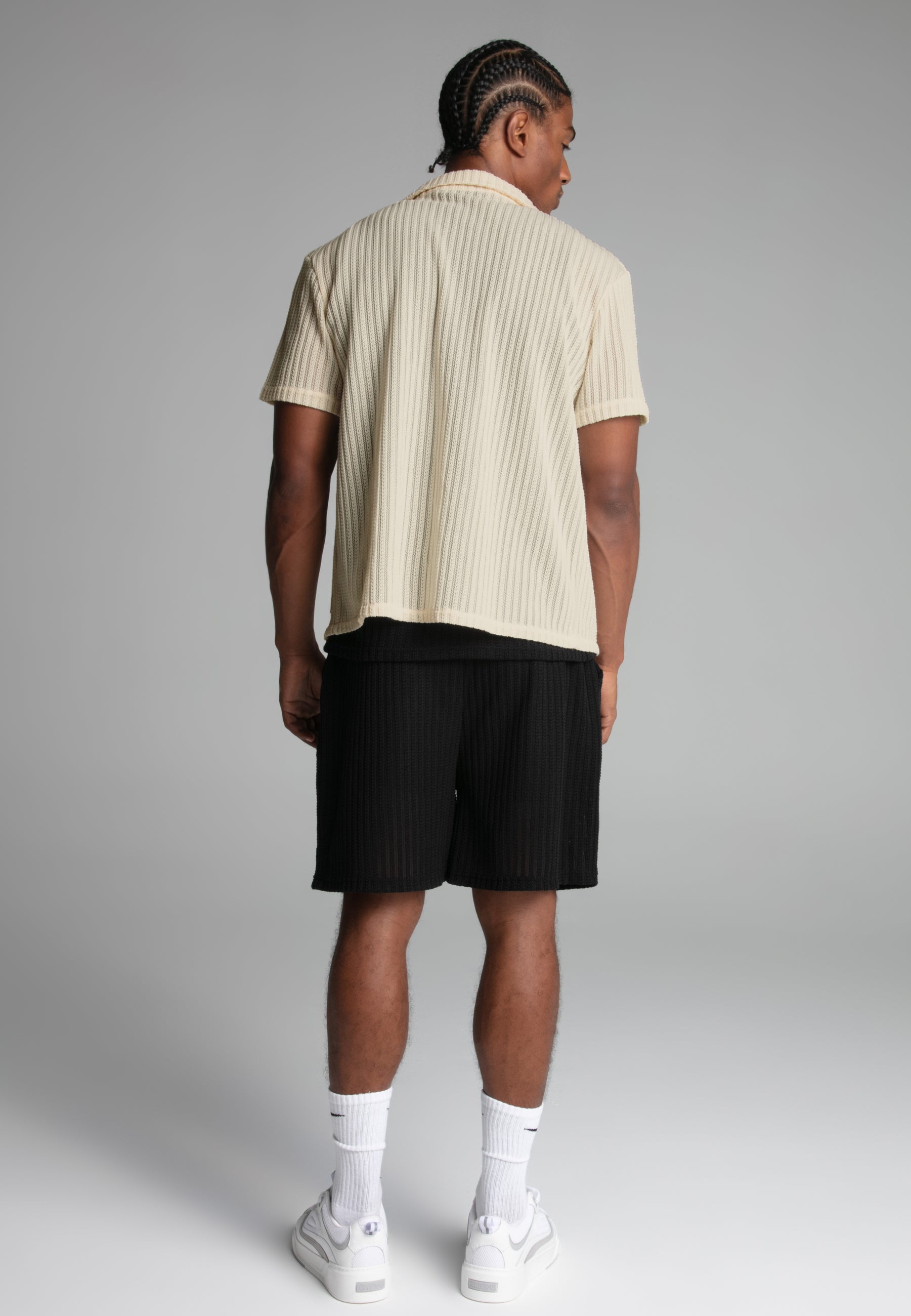 Textured Resort Shirt in Ecru Shirts SikSilk