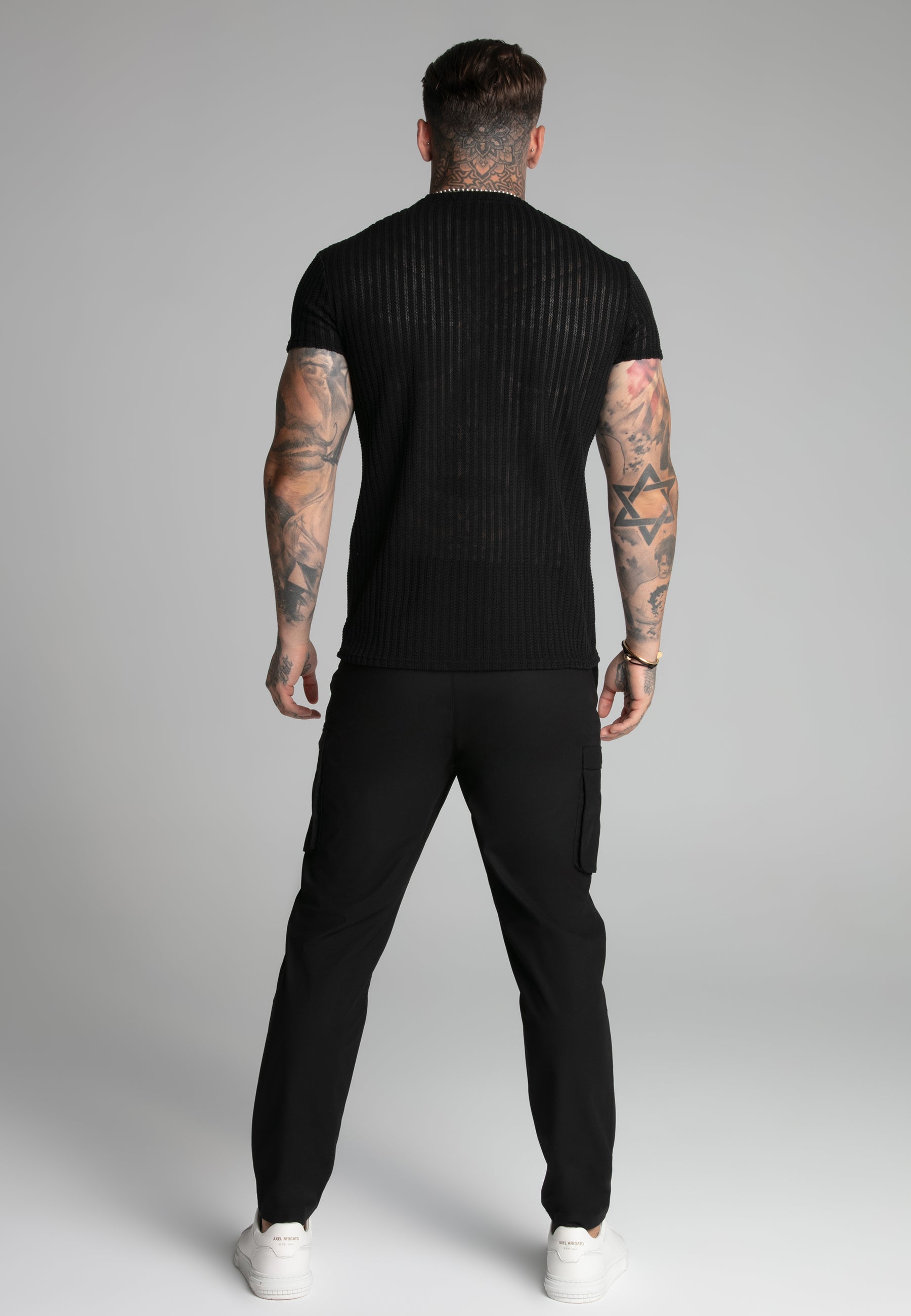 Textured Muscle Fit T-Shirt in Black T-Shirts SikSilk