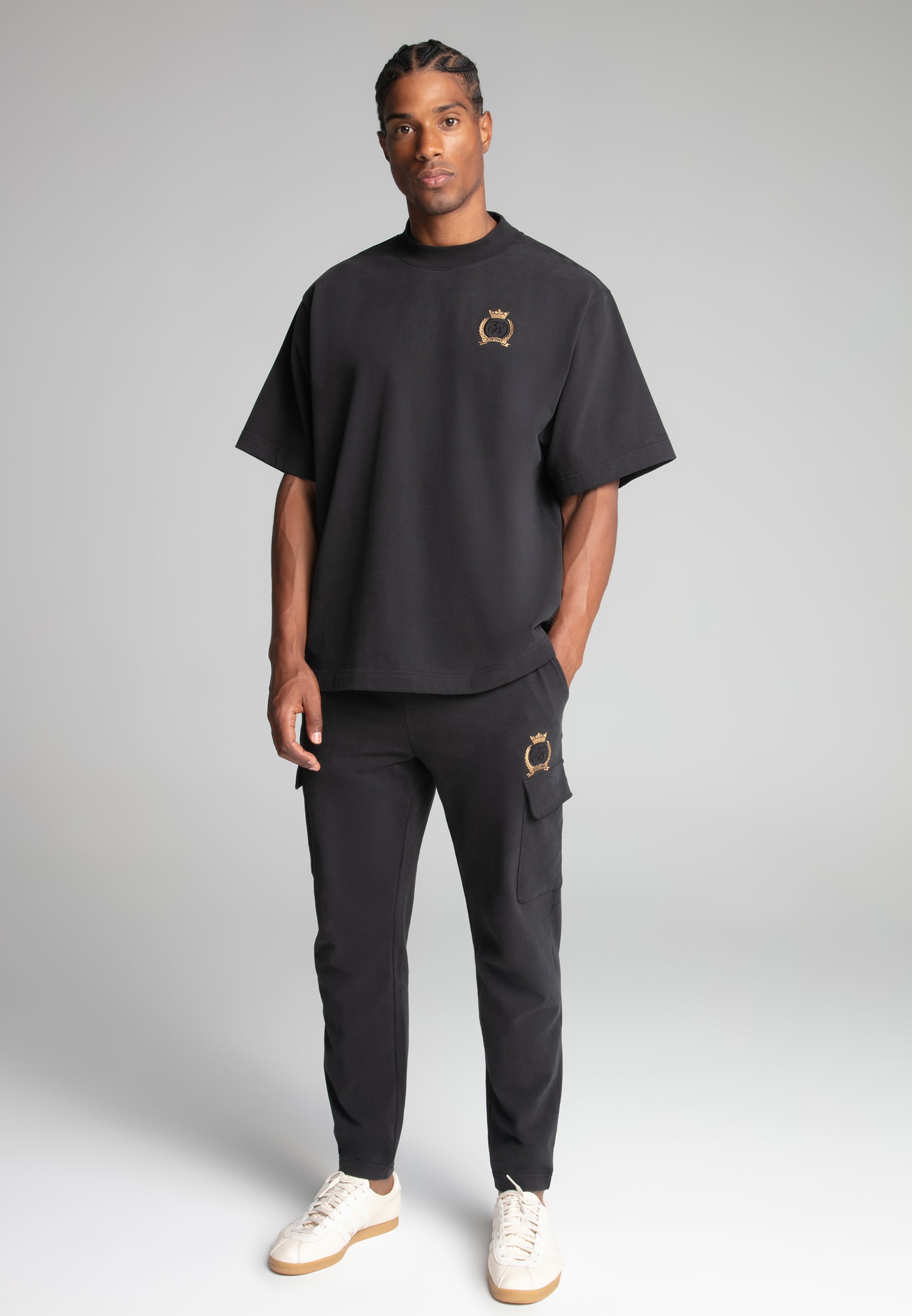 Crest Cargo Joggers in Black Pants SikSilk