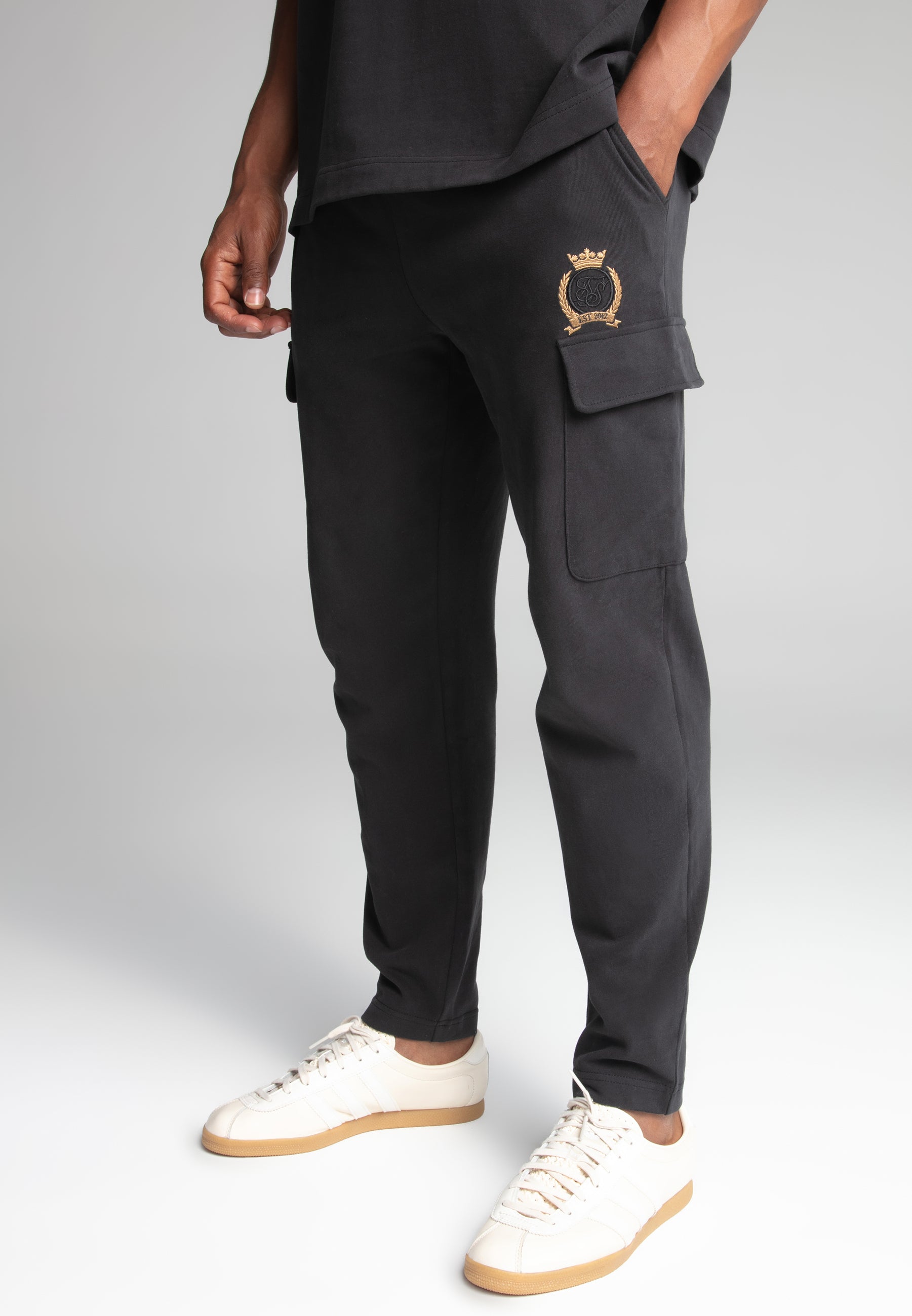 Crest Cargo Joggers in Black Pants SikSilk