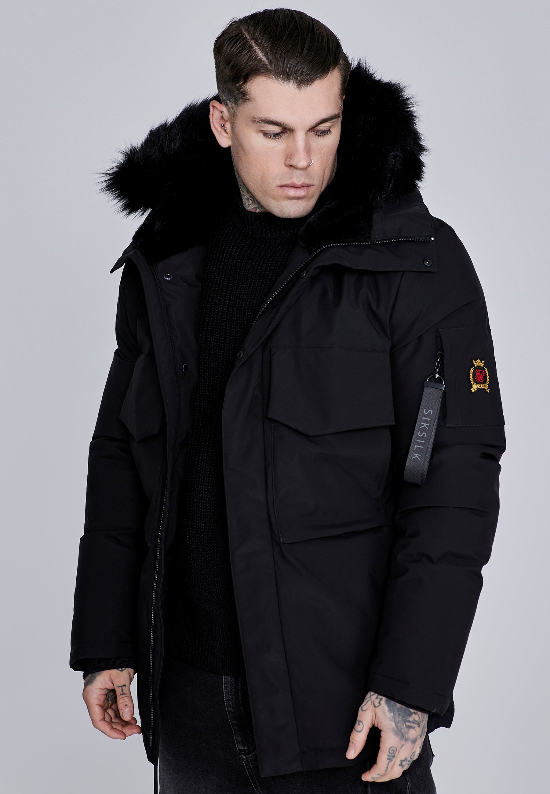 Parka in Black Jackets SikSilk