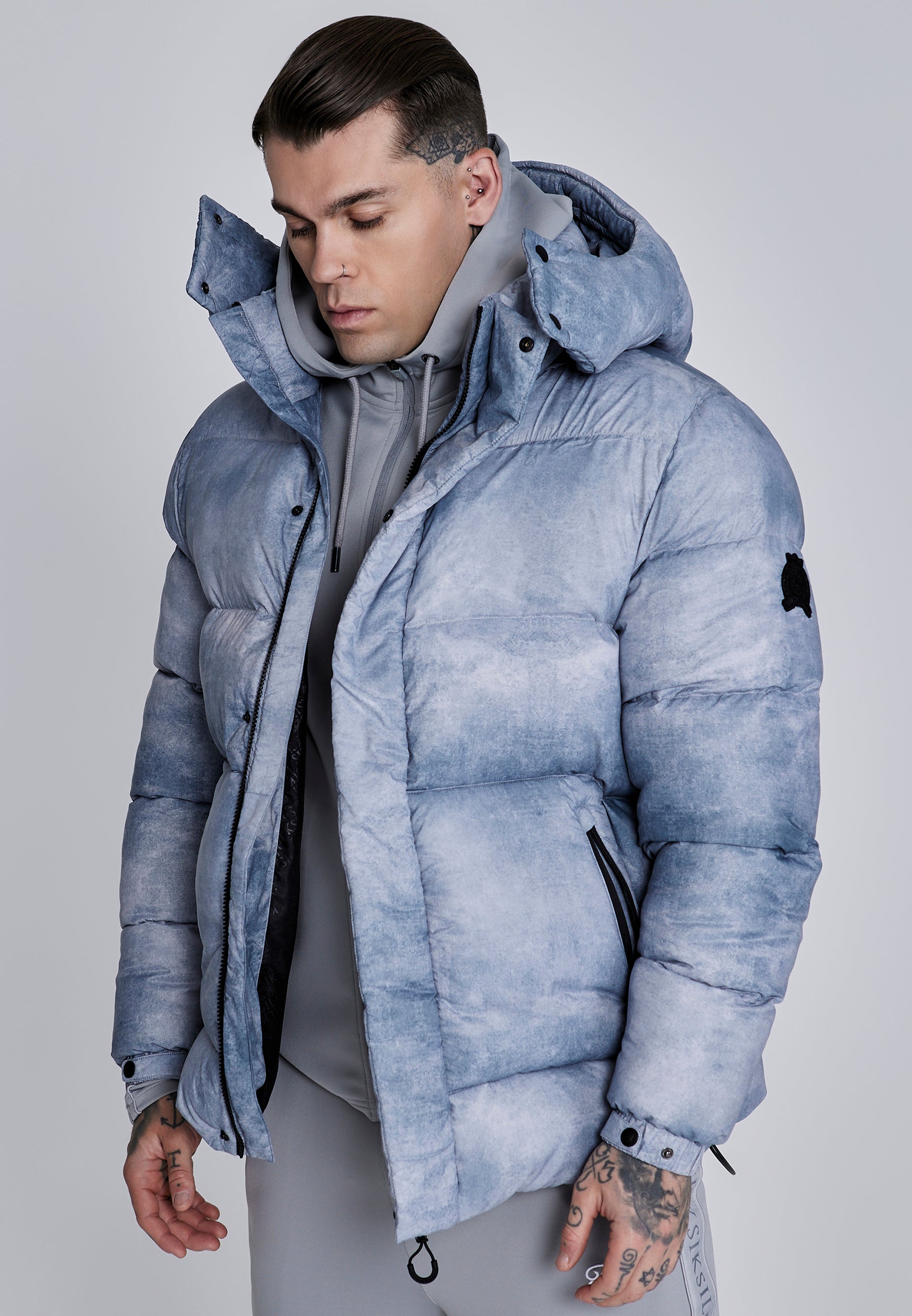 Puffer Jacket in Light Grey Jackets SikSilk