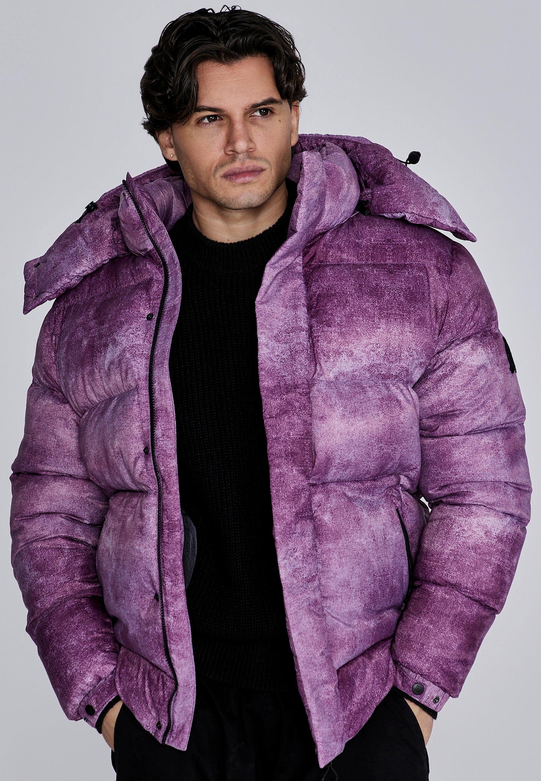 Puffer Jacket in Burgundy Jackets SikSilk