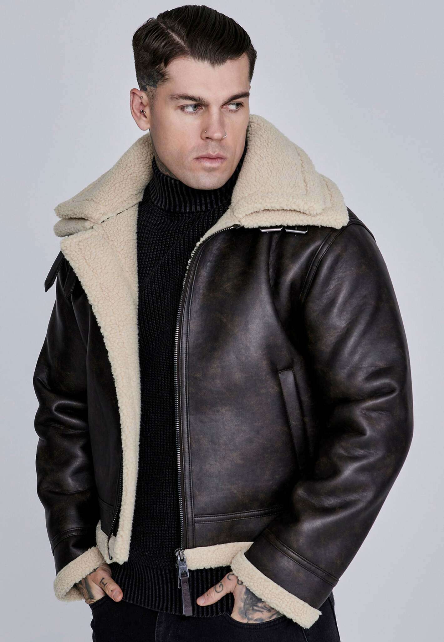 Aviator Jacket in Brown Jackets SikSilk