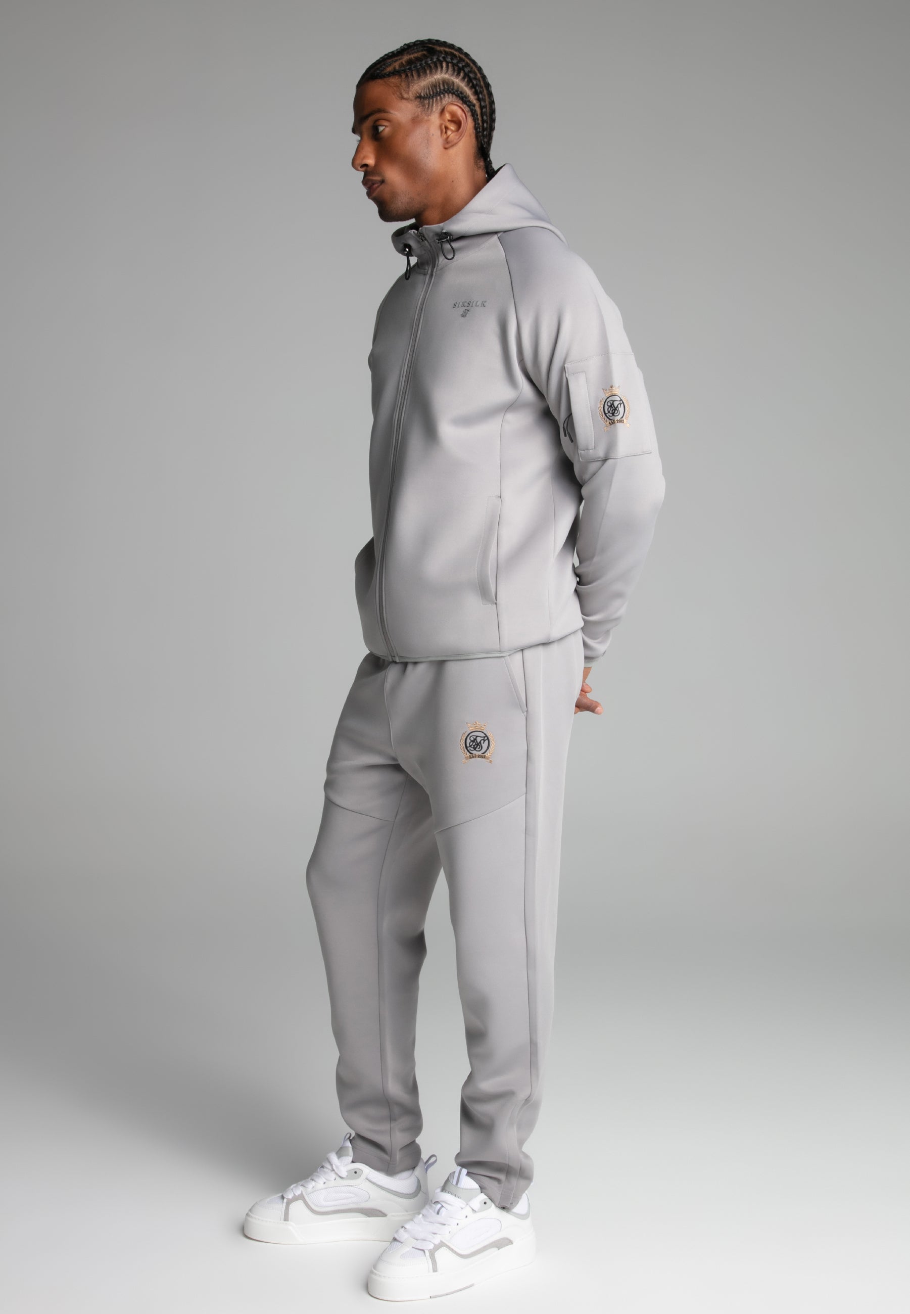 Full zip hoodie in gray Sweat jackets SikSilk