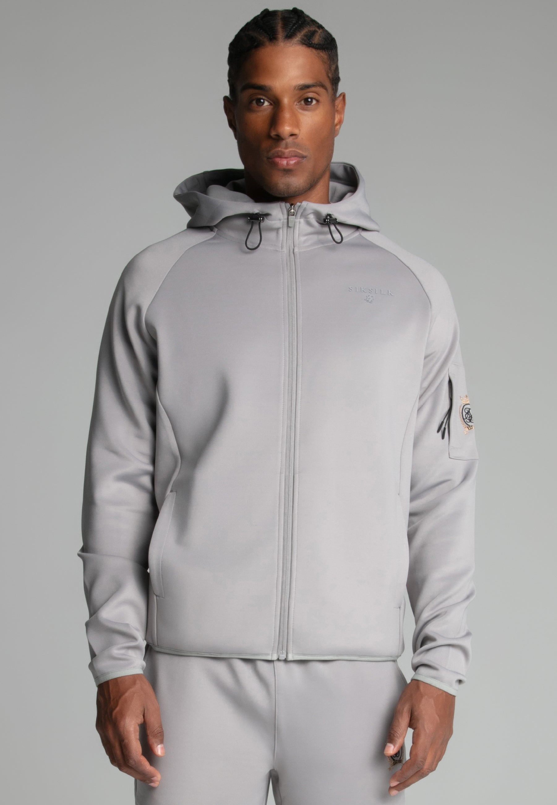 Full zip hoodie in gray Sweat jackets SikSilk