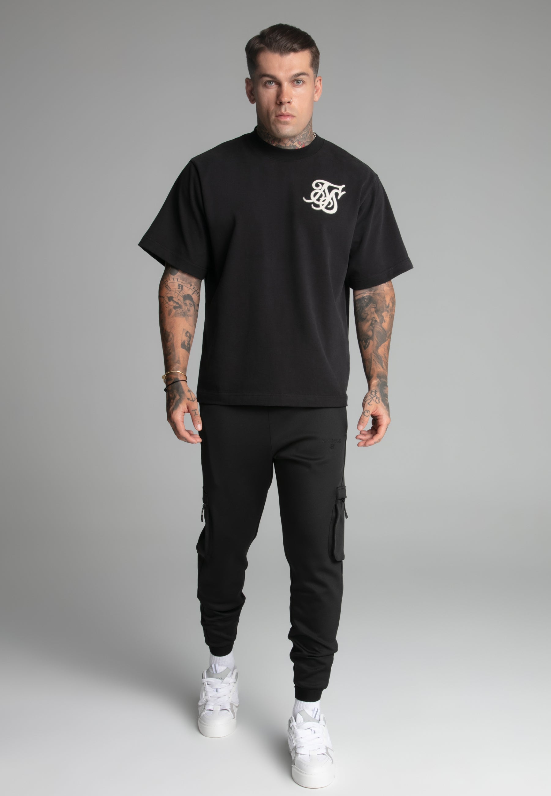 Cargo Joggers in Black Pants SikSilk
