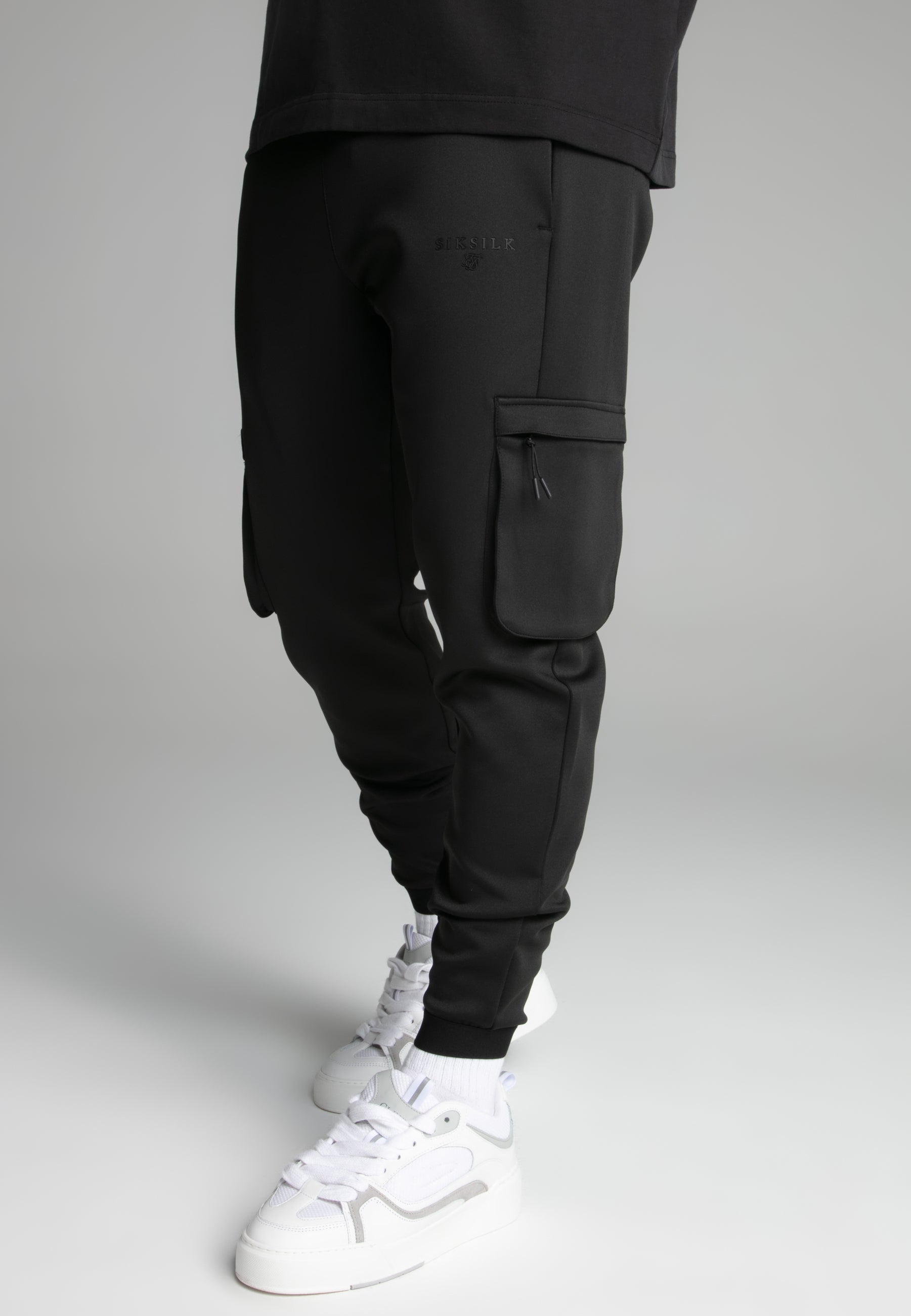 Cargo Joggers in Black Pants SikSilk