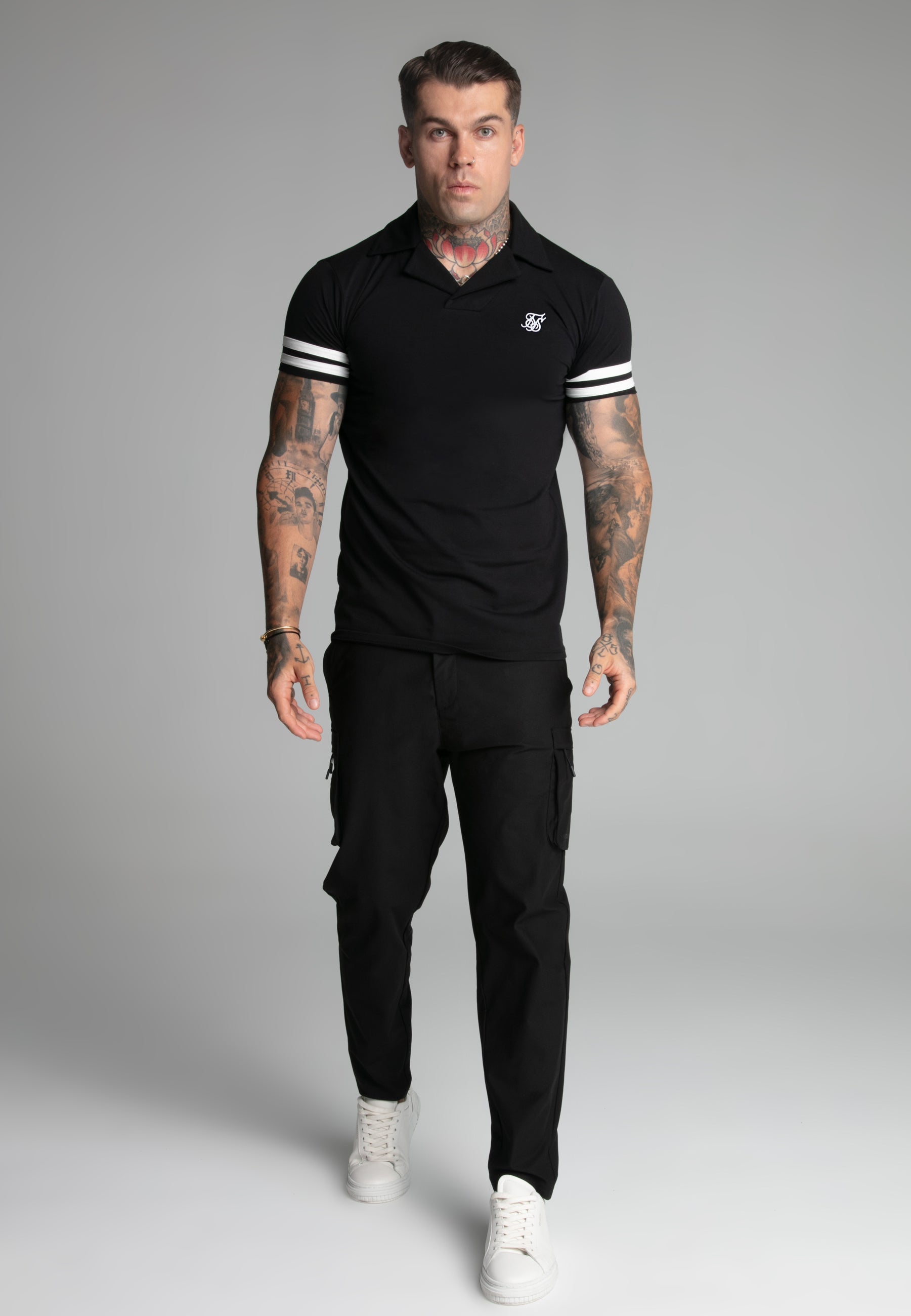 Tournament Revere Polo in Black T-Shirts SikSilk