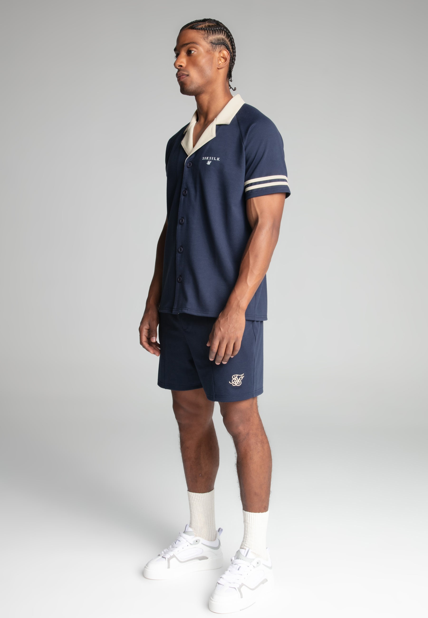 Retro Resort Shirt in Navy Shirts SikSilk