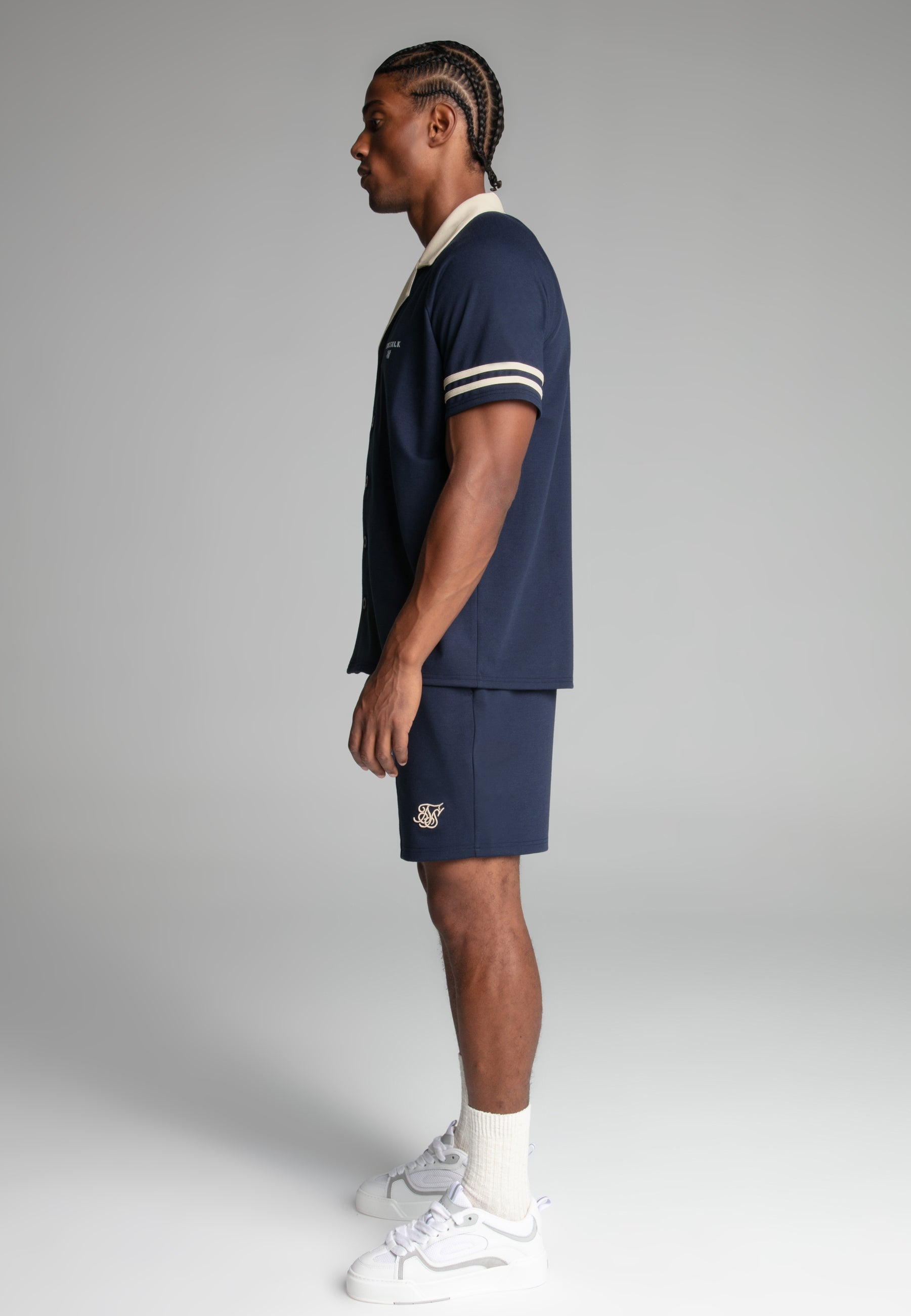 Retro Resort Shirt in Navy Shirts SikSilk