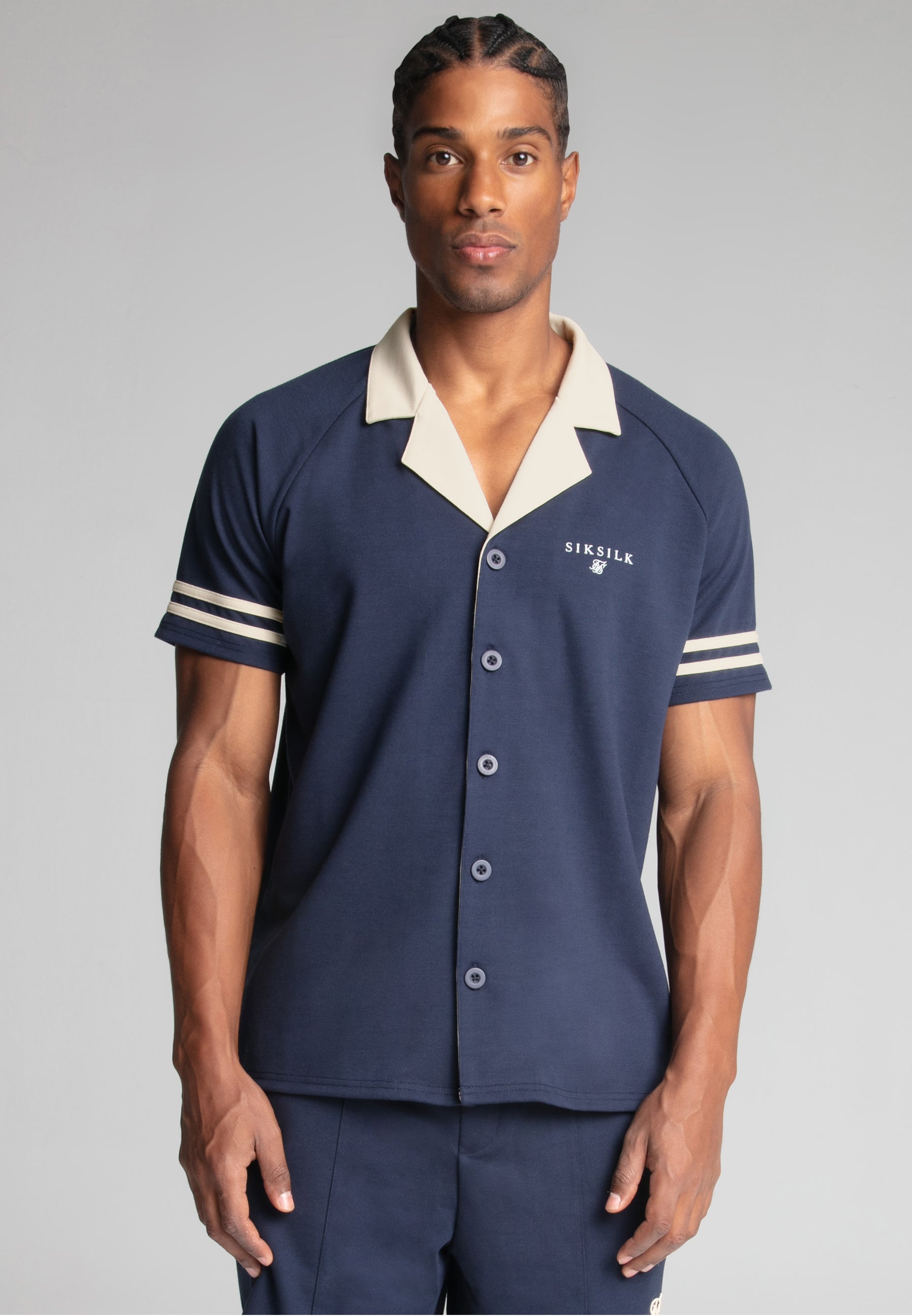Retro Resort Shirt in Navy Shirts SikSilk