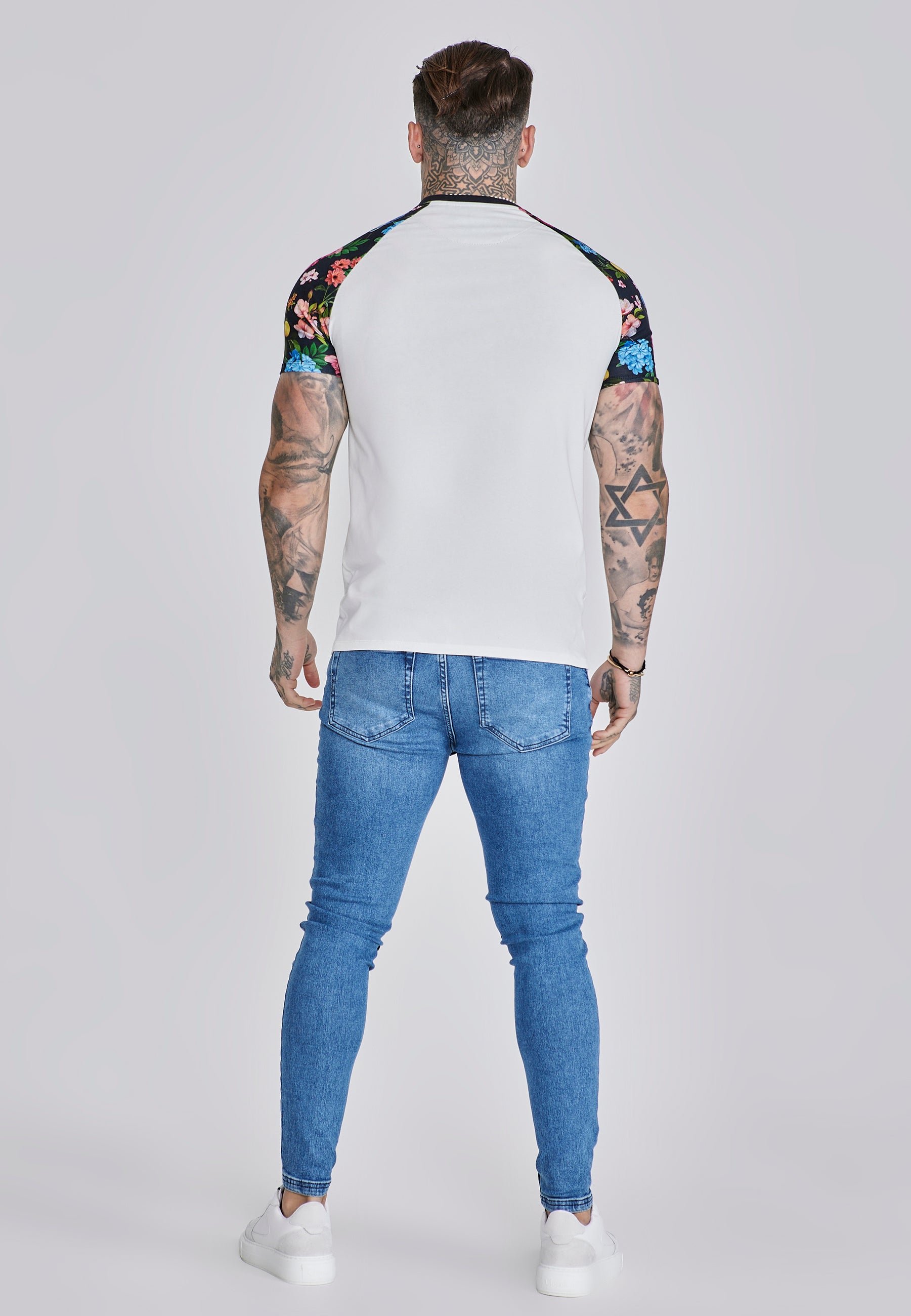 Raglan T-Shirt in Ecru Multi T-Shirts SikSilk