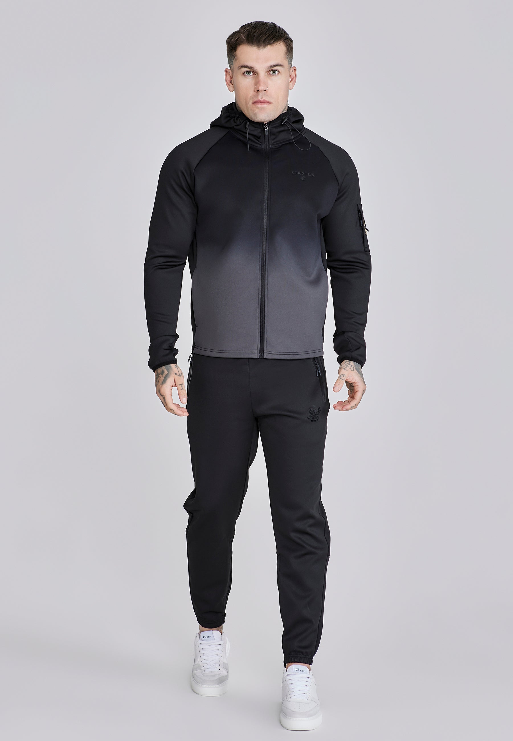 Full Zip Hoodie in Black Sweat Jackets SikSilk