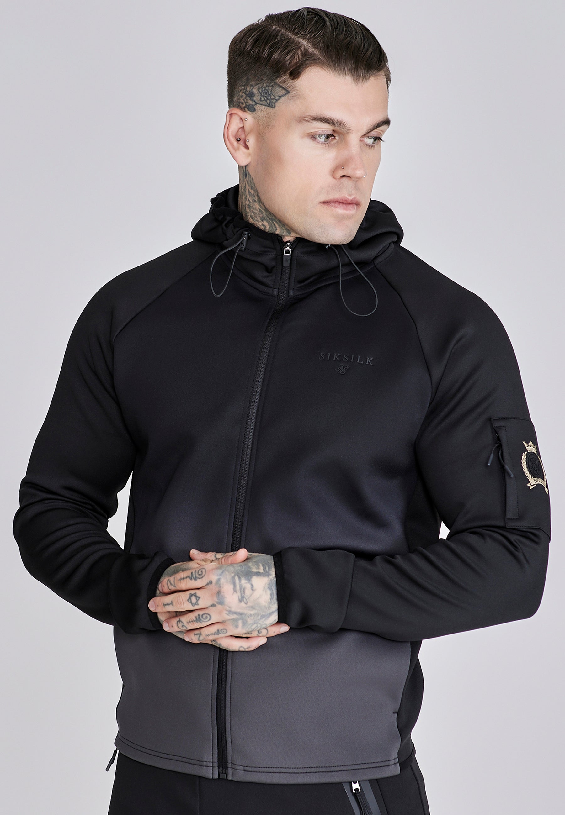 Full Zip Hoodie in Black Sweat Jackets SikSilk