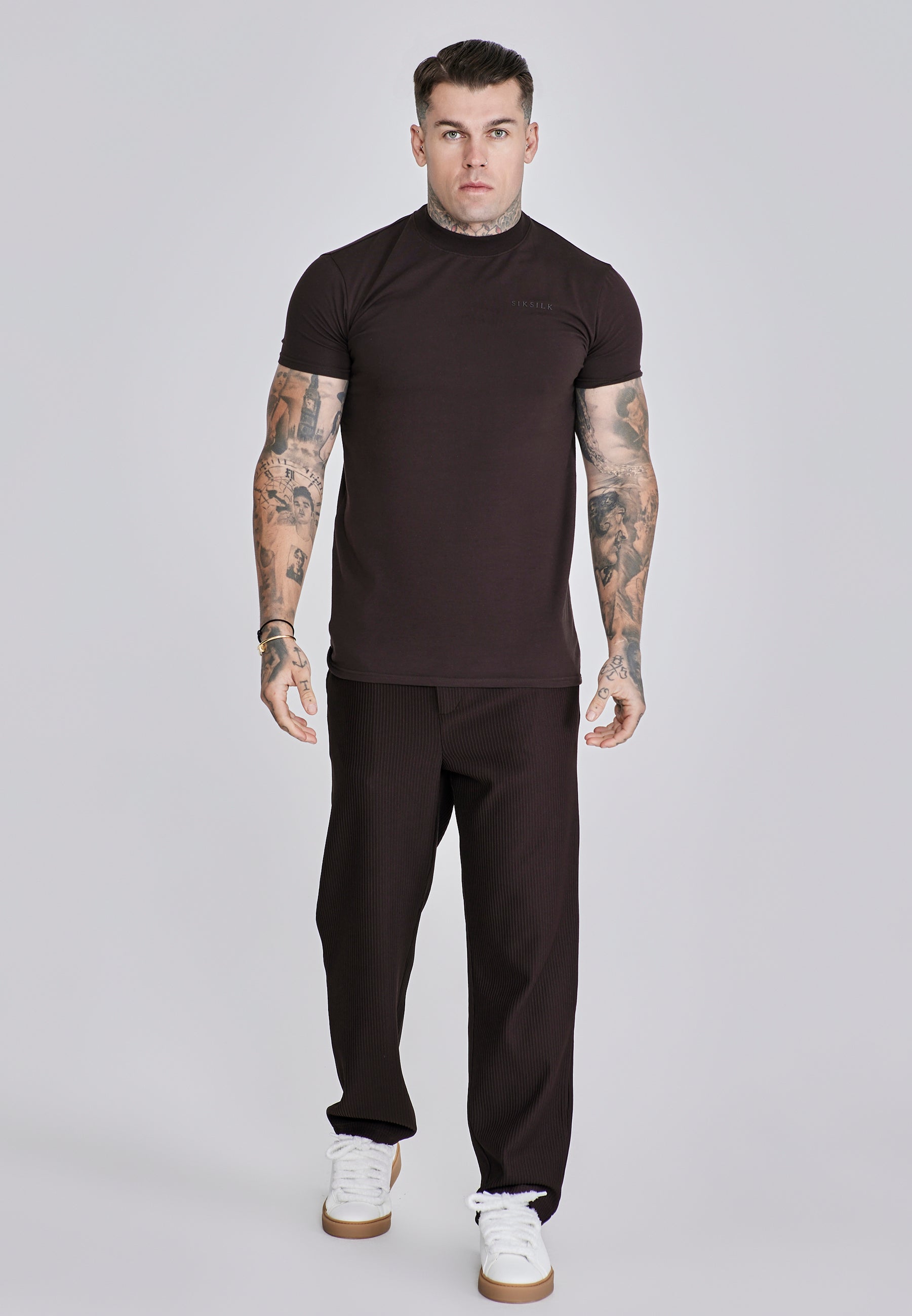 Muscle Fit T-Shirt in Brown T-Shirts SikSilk