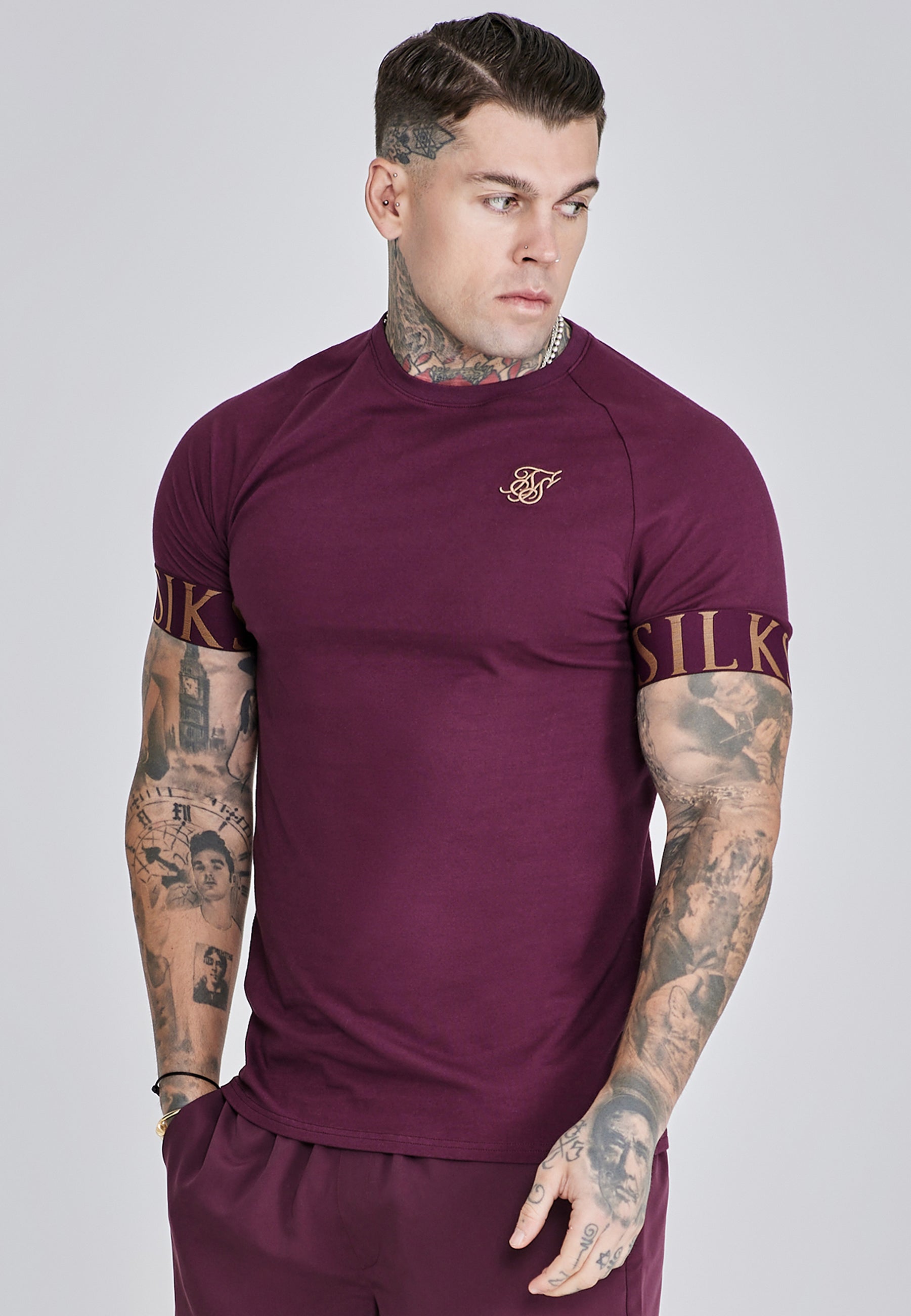 Tech T-Shirt in Burgundy T-Shirts SikSilk