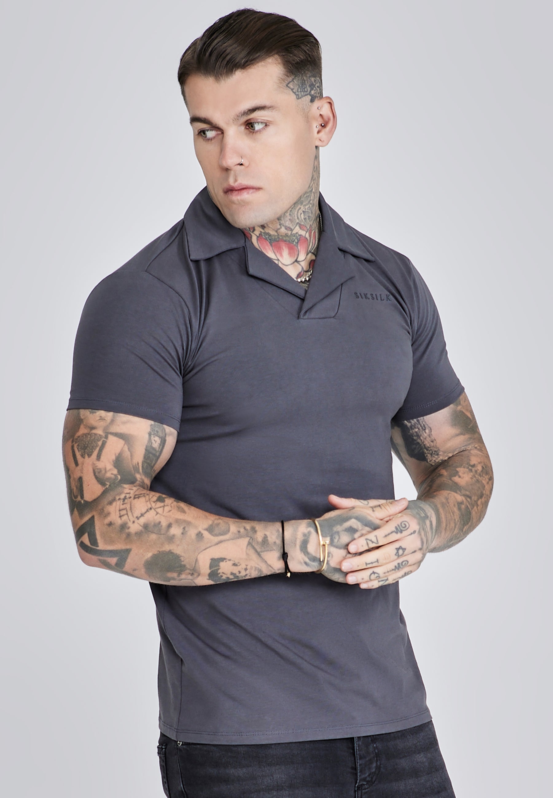 Smart Revere Polo - Muscle Fit in Black T-Shirts SikSilk