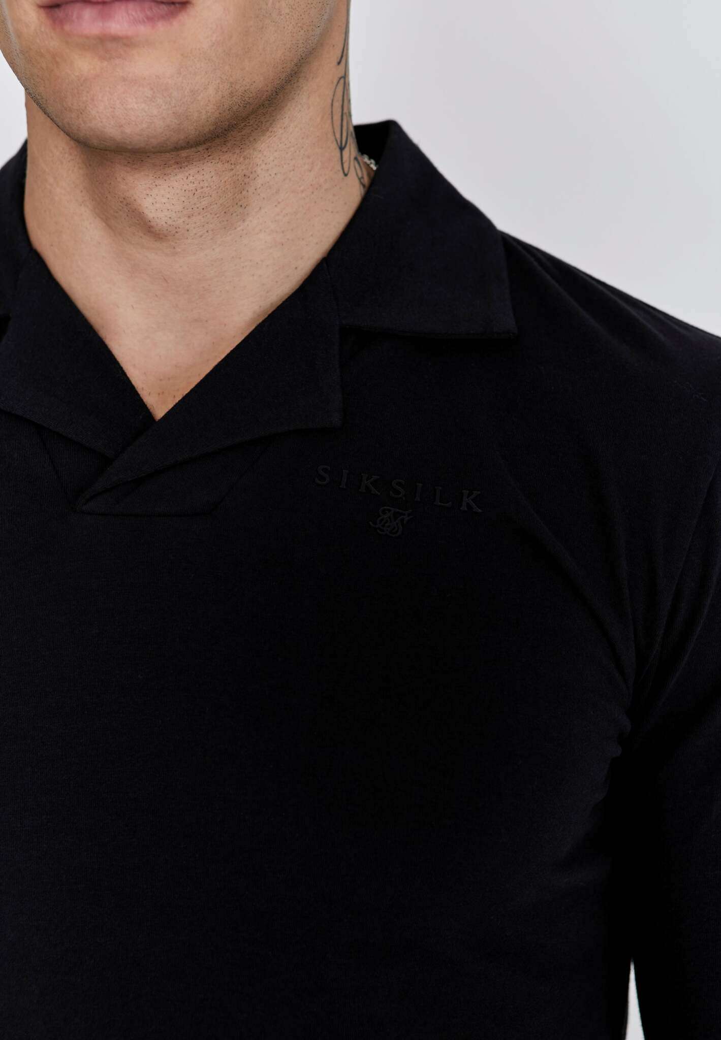 Smart Revere Polo Longsleeve in Black Polos SikSilk