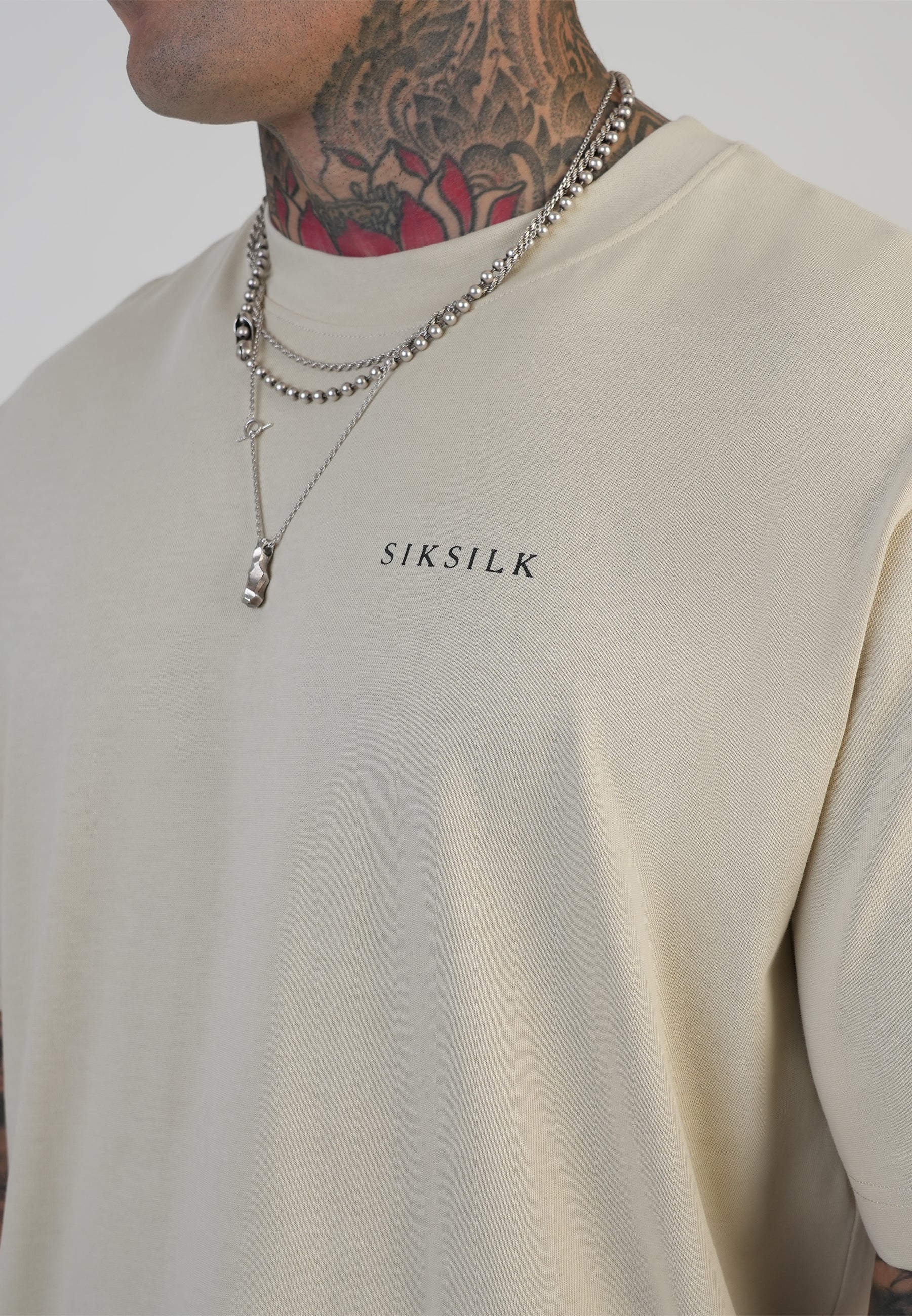 Graphic T-shirt in ecru T-shirts SikSilk