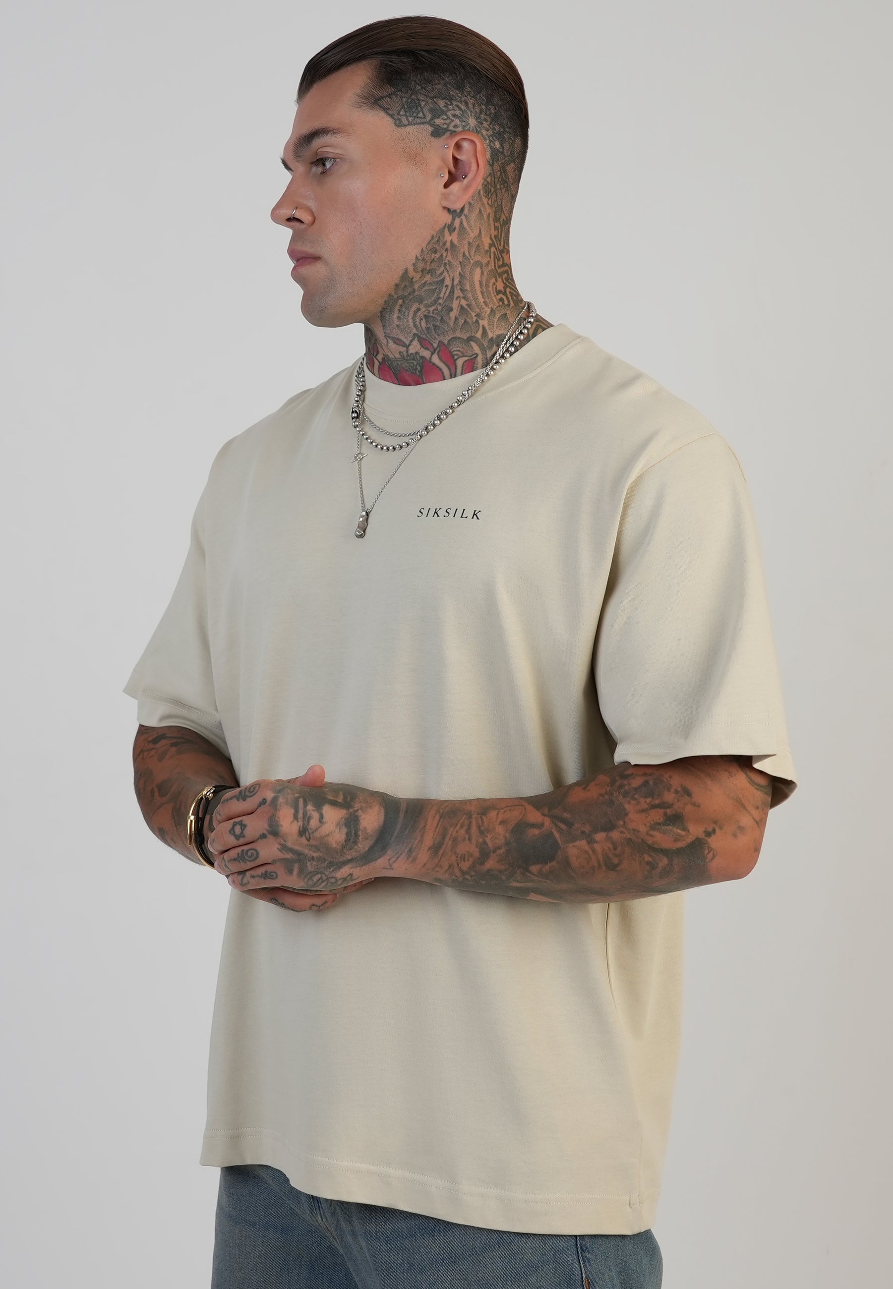 Graphic T-shirt in ecru T-shirts SikSilk