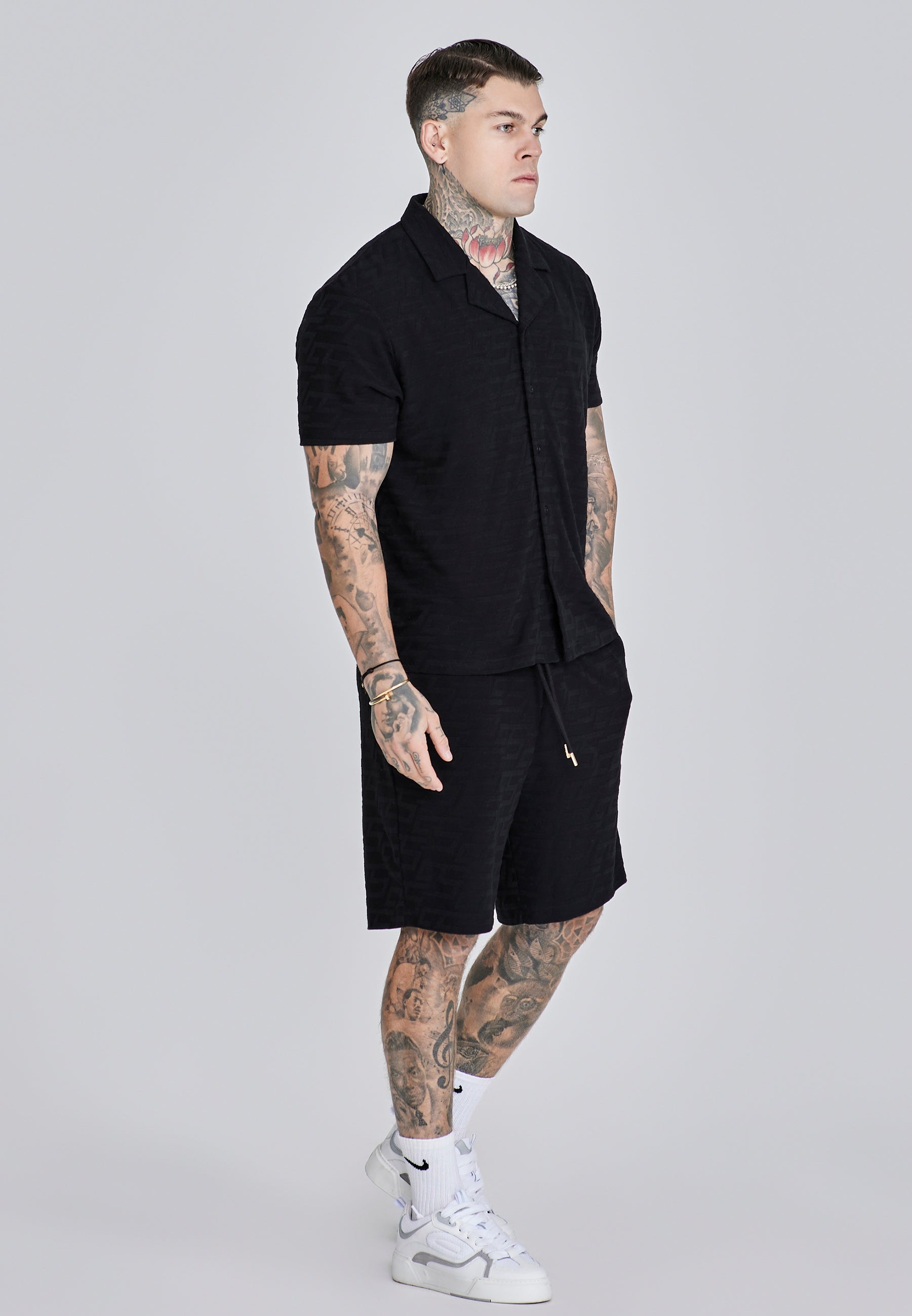 Towelling Shirt in Black Shirts SikSilk
