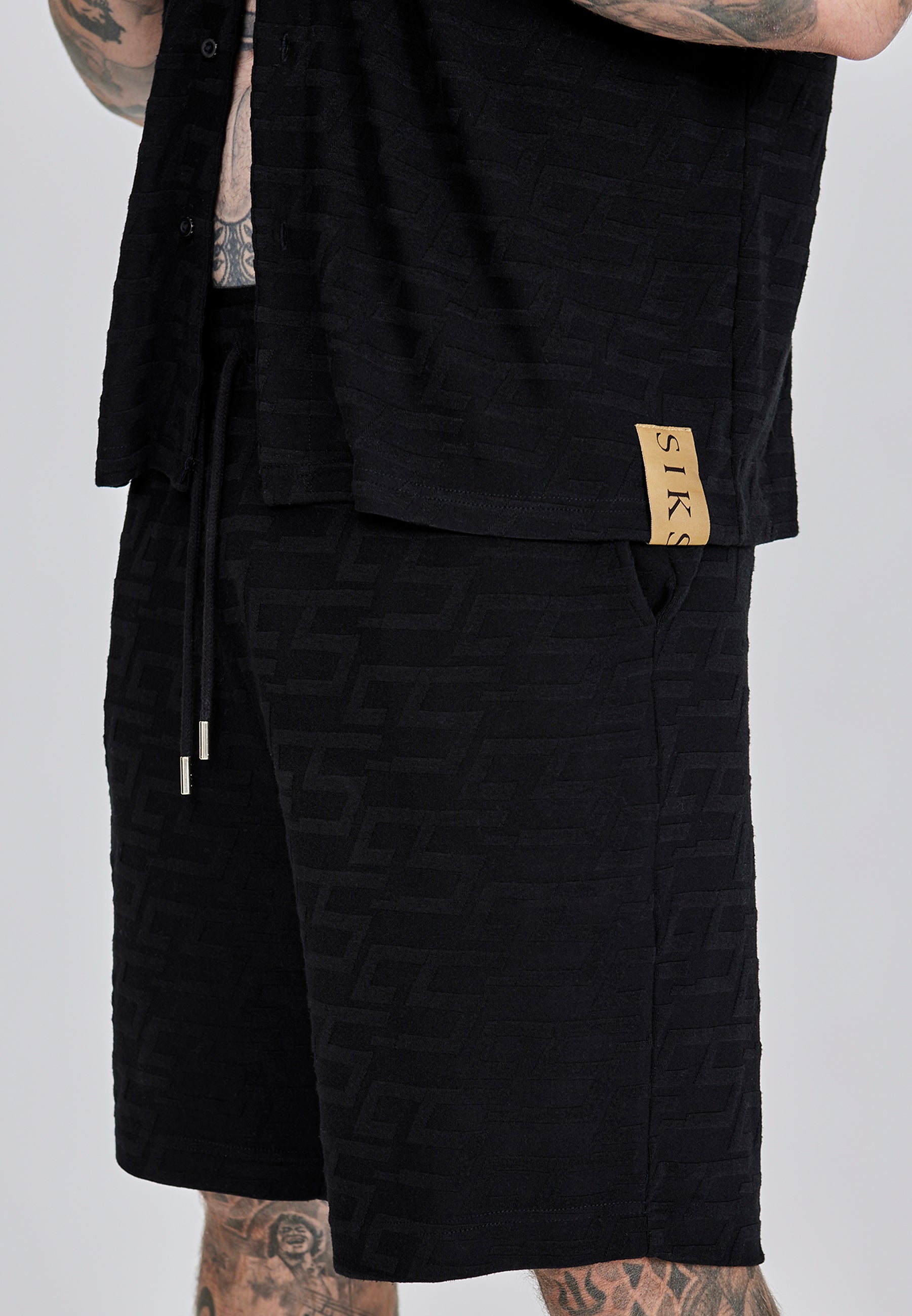 Towelling Shirt in Black Shirts SikSilk