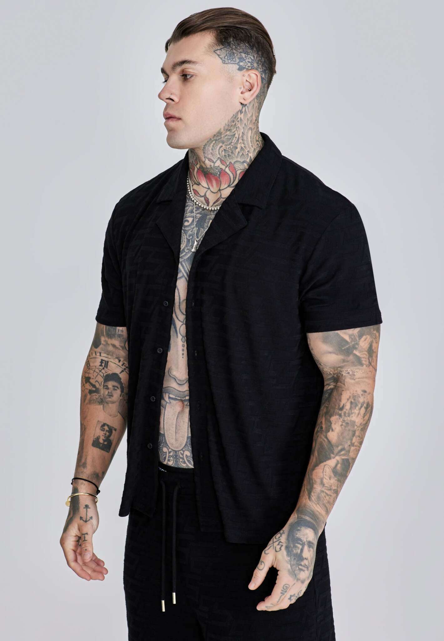 Towelling Shirt in Black Shirts SikSilk