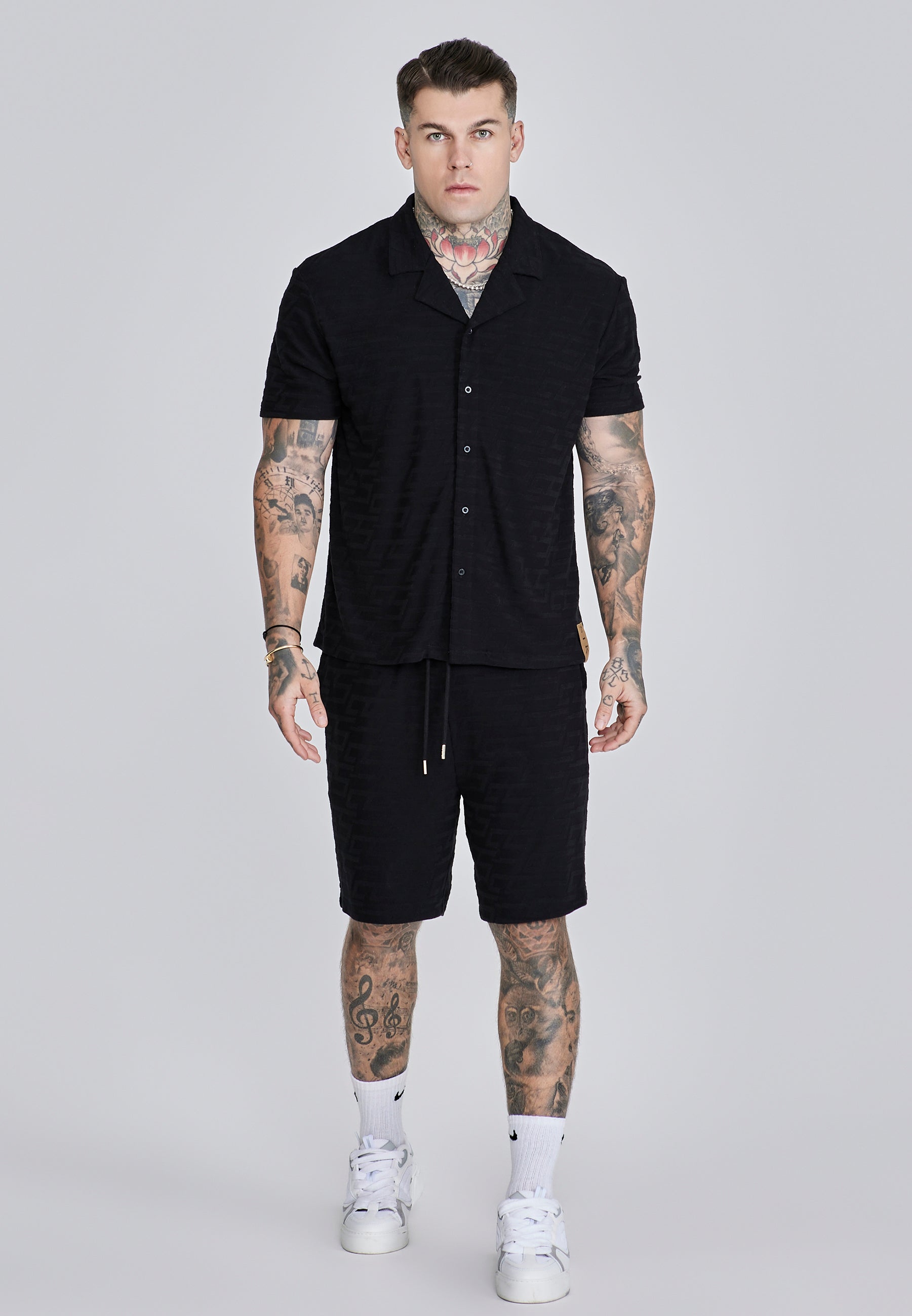 Towelling Shorts in Black Shorts SikSilk