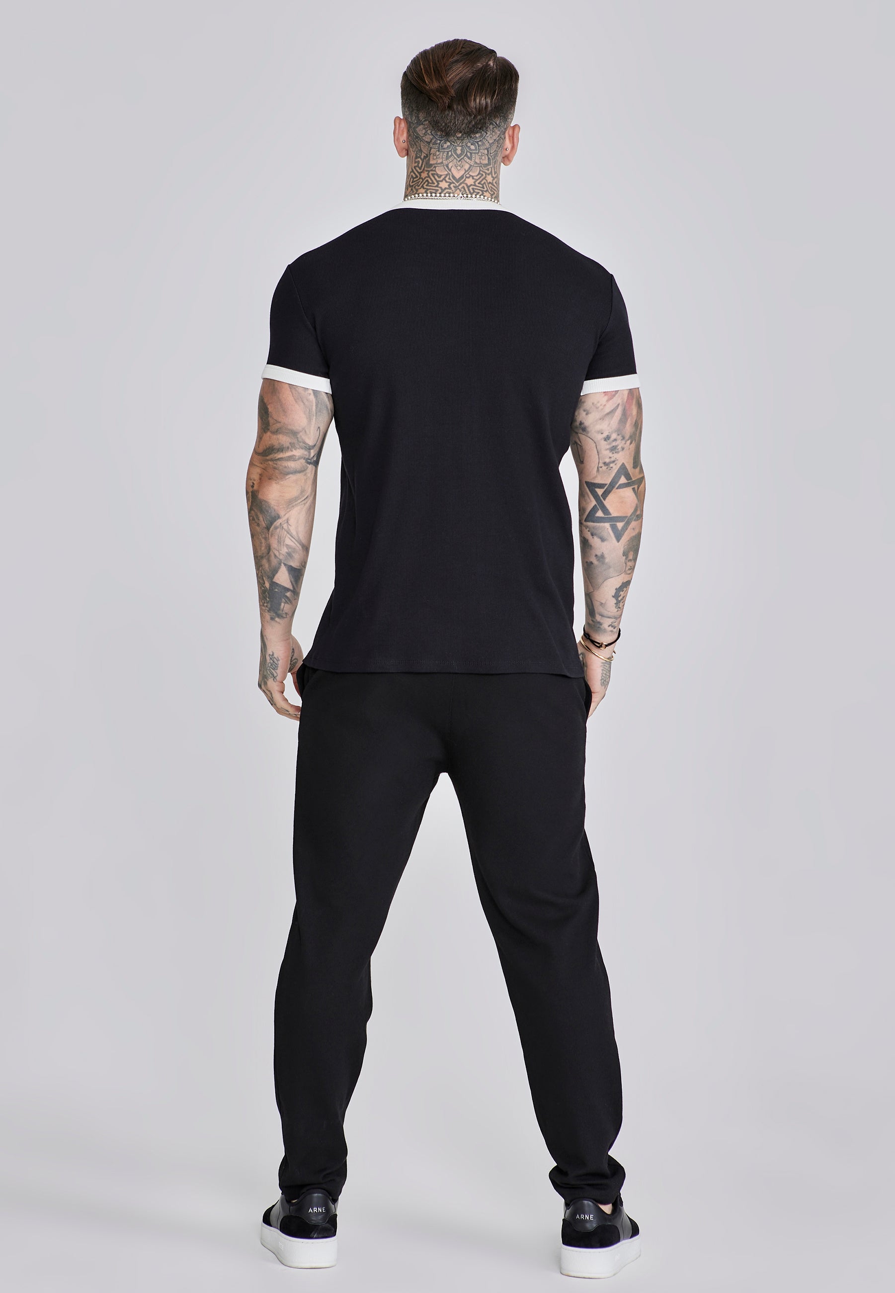 Ribbed Ringer T-Shirt in Black T-Shirts SikSilk