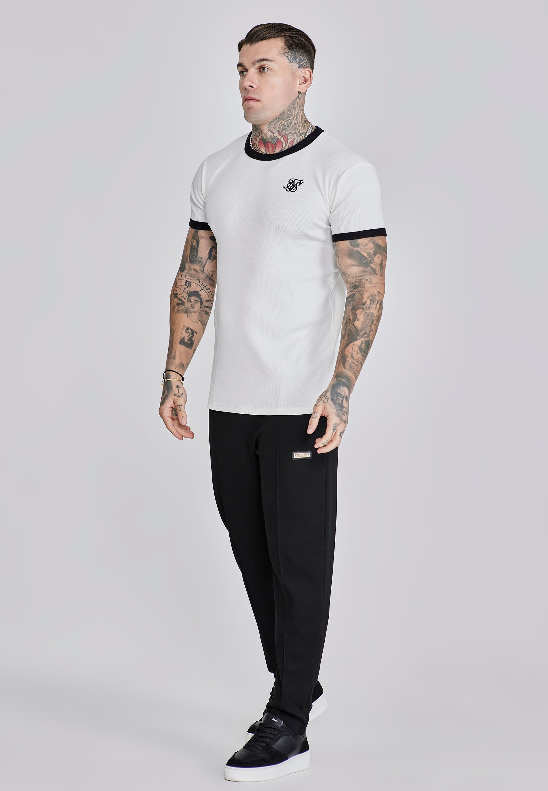 Ribbed Ringer T-Shirt in Ecru T-Shirts SikSilk
