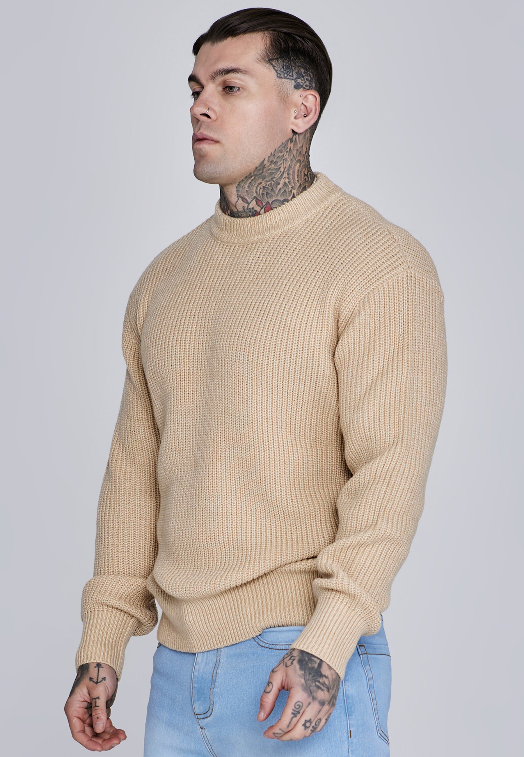 Knitted Sweater in Ecru Sweater SikSilk