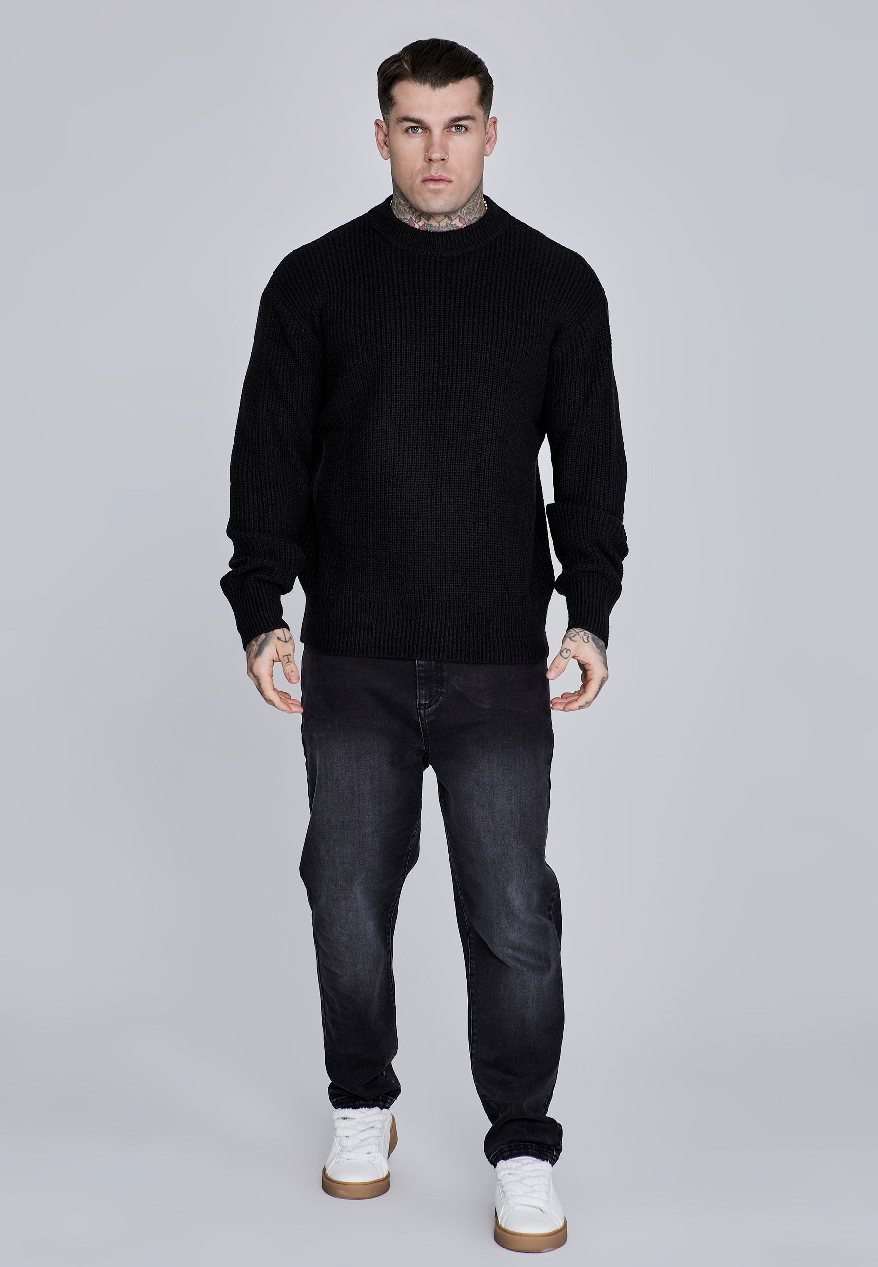 Knitted Sweater in Black Sweater SikSilk