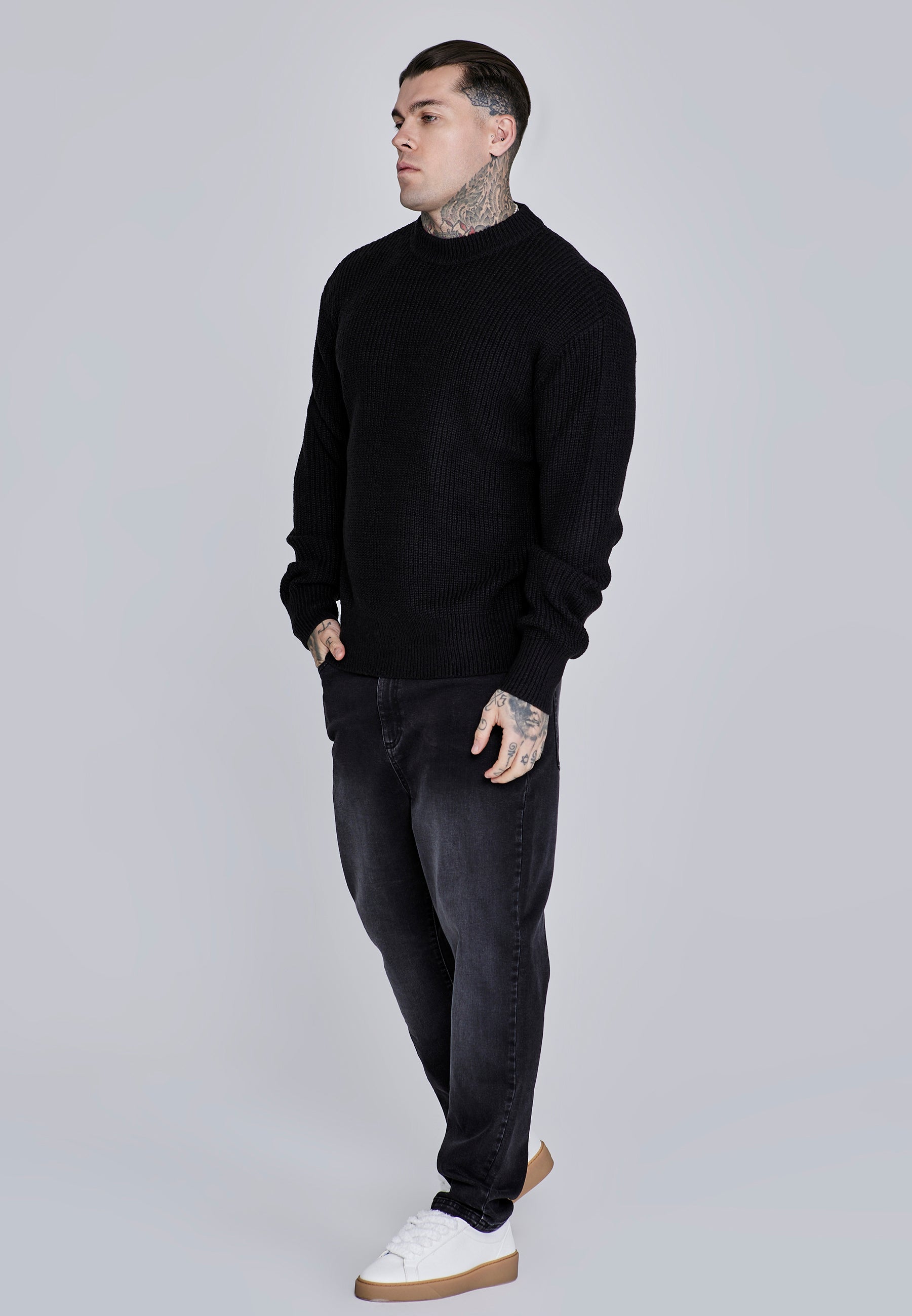 Knitted Sweater in Black Sweater SikSilk