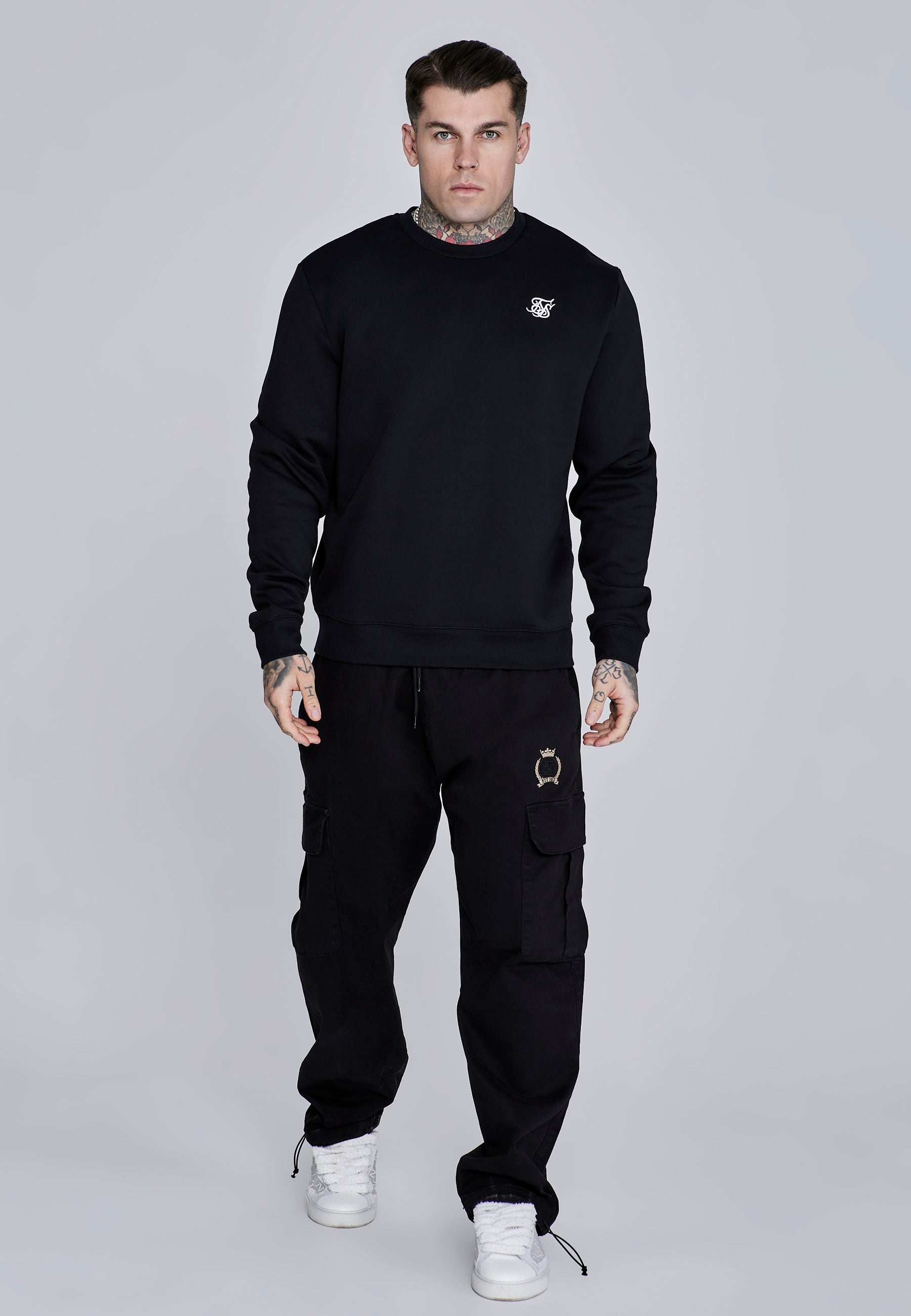 Loose Fit Cargos in Black Pants SikSilk