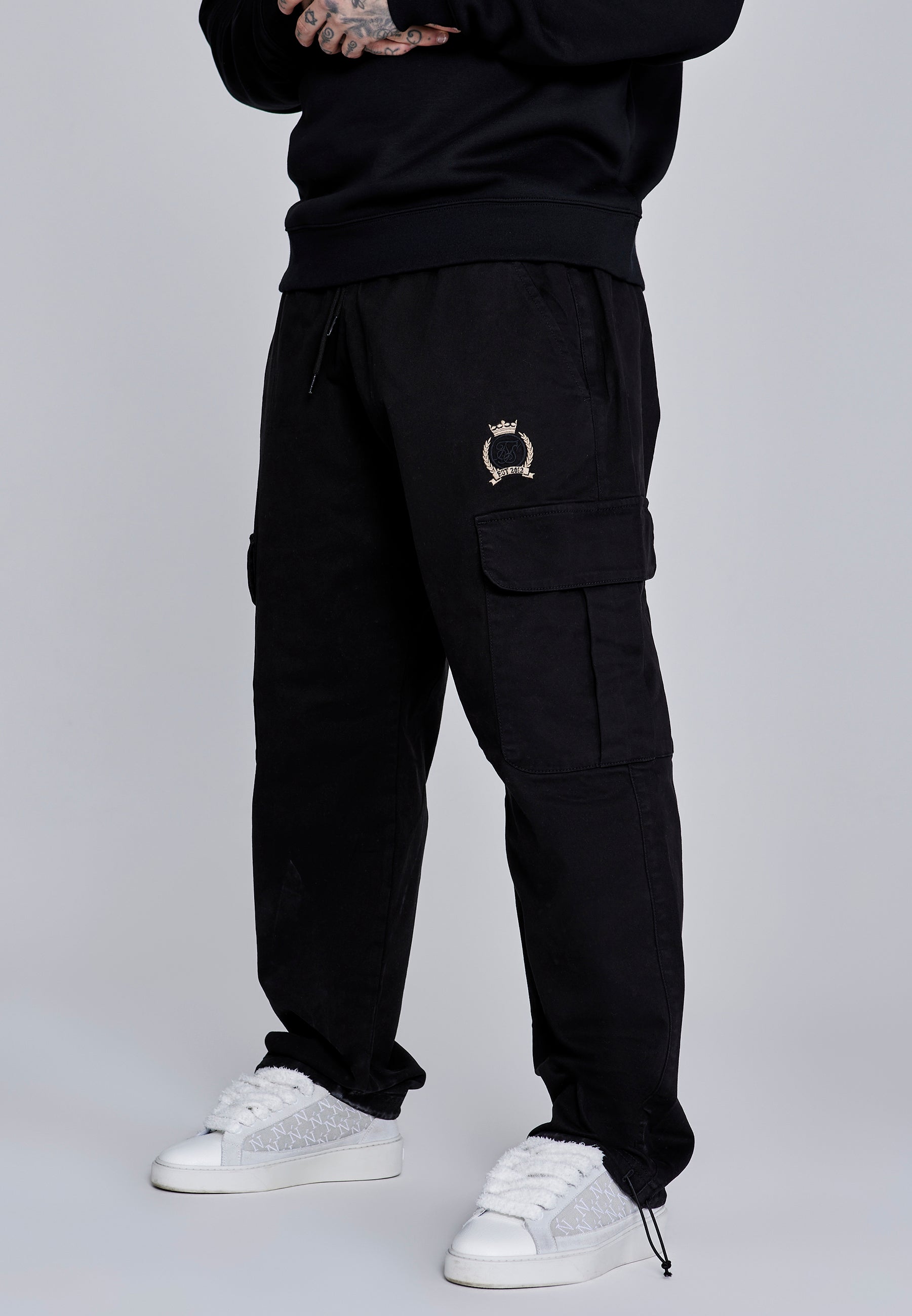 Loose Fit Cargos in Black Pants SikSilk