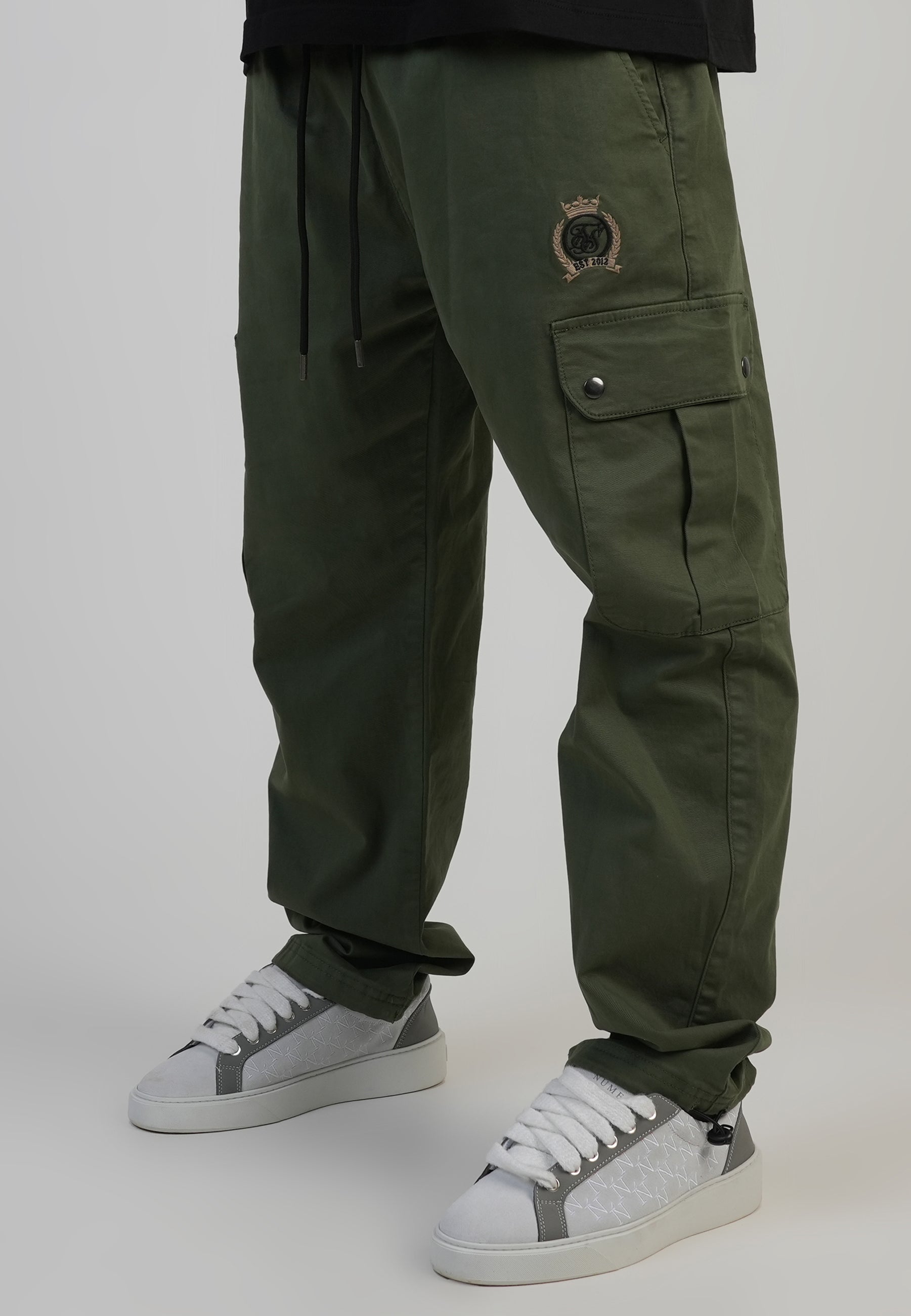 Loose Fit Cargos in Khaki Green Pants SikSilk
