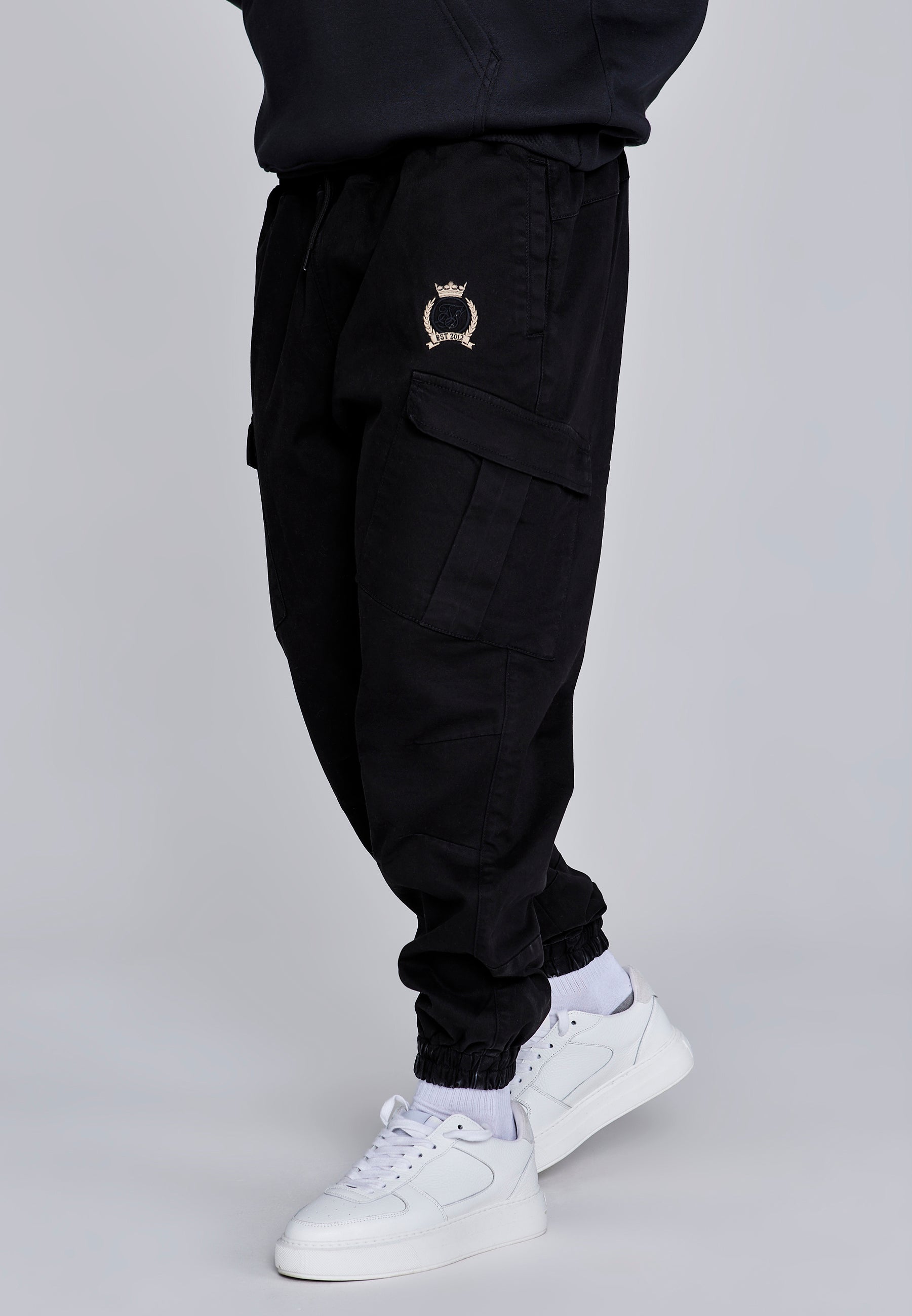 Slim Fit Cargos in Black Pants SikSilk