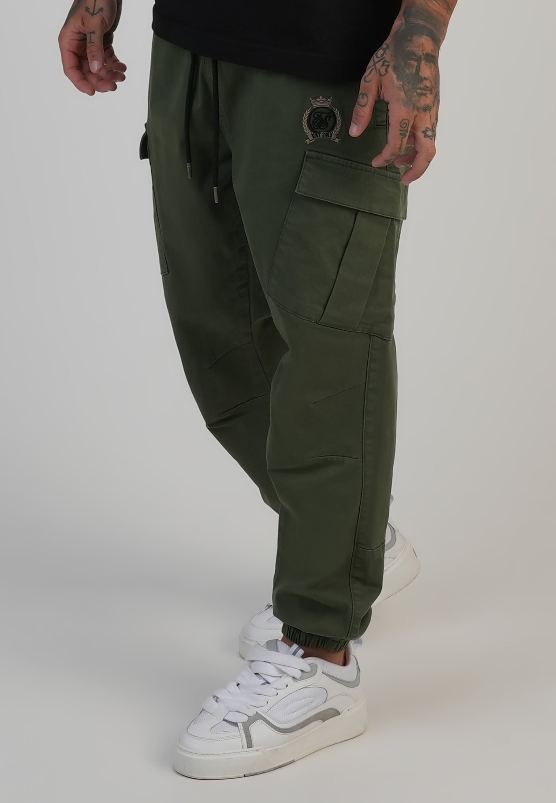 Slim Fit Cargos in Khaki Green Pants SikSilk