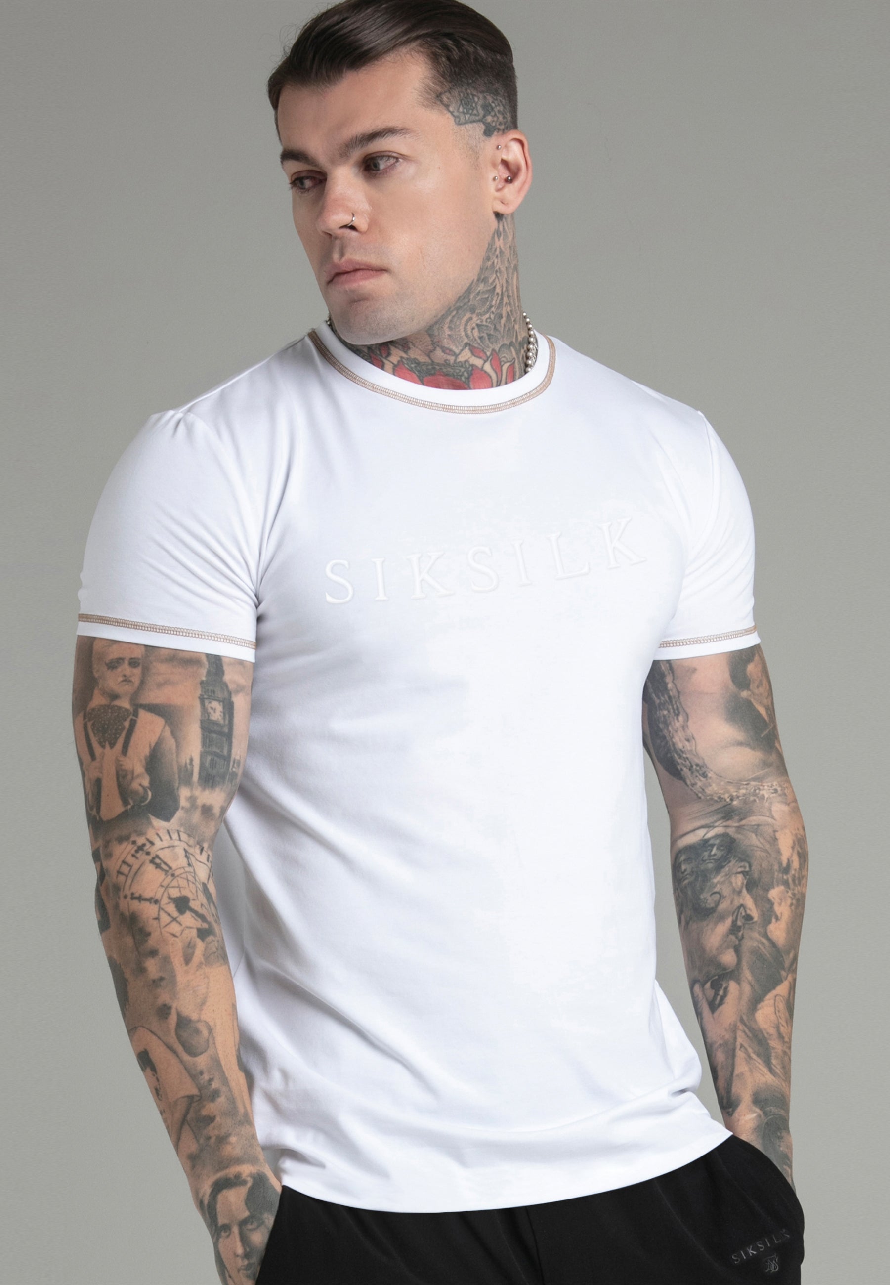 Muscle Fit T-Shirt in White T-Shirts SikSilk